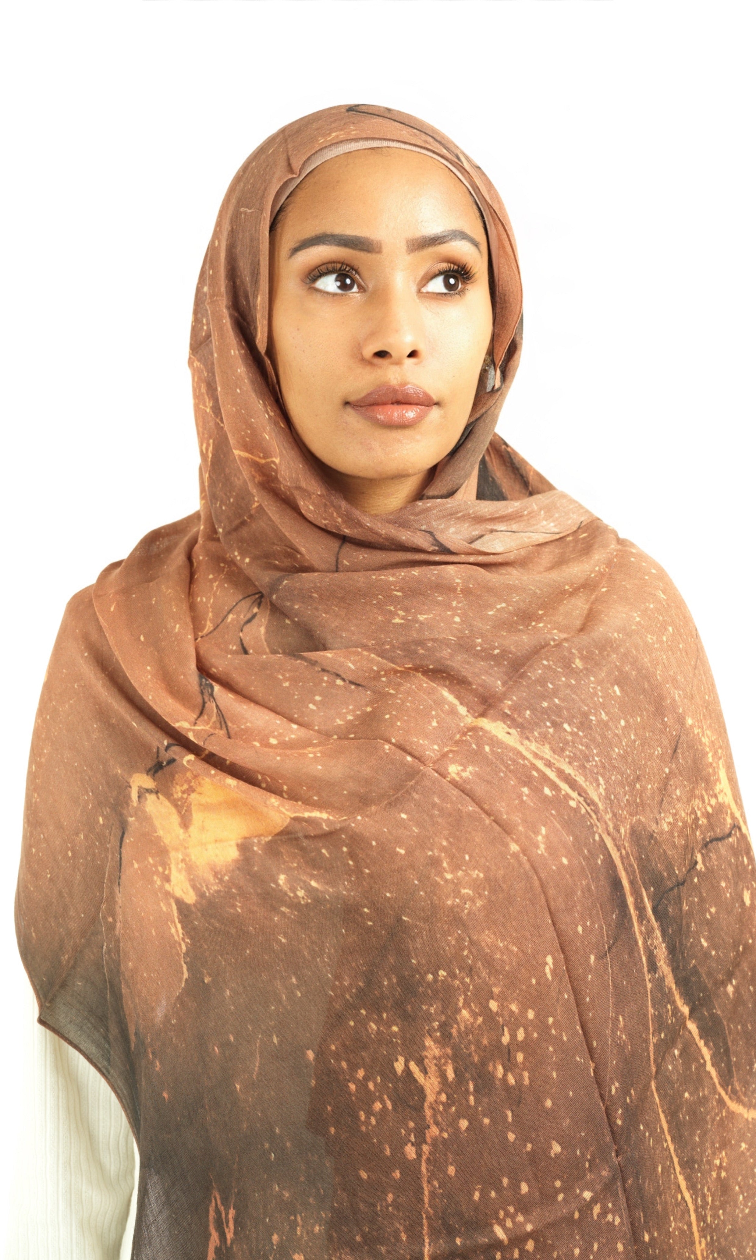 Rustic brown modal print hijab Kabayare