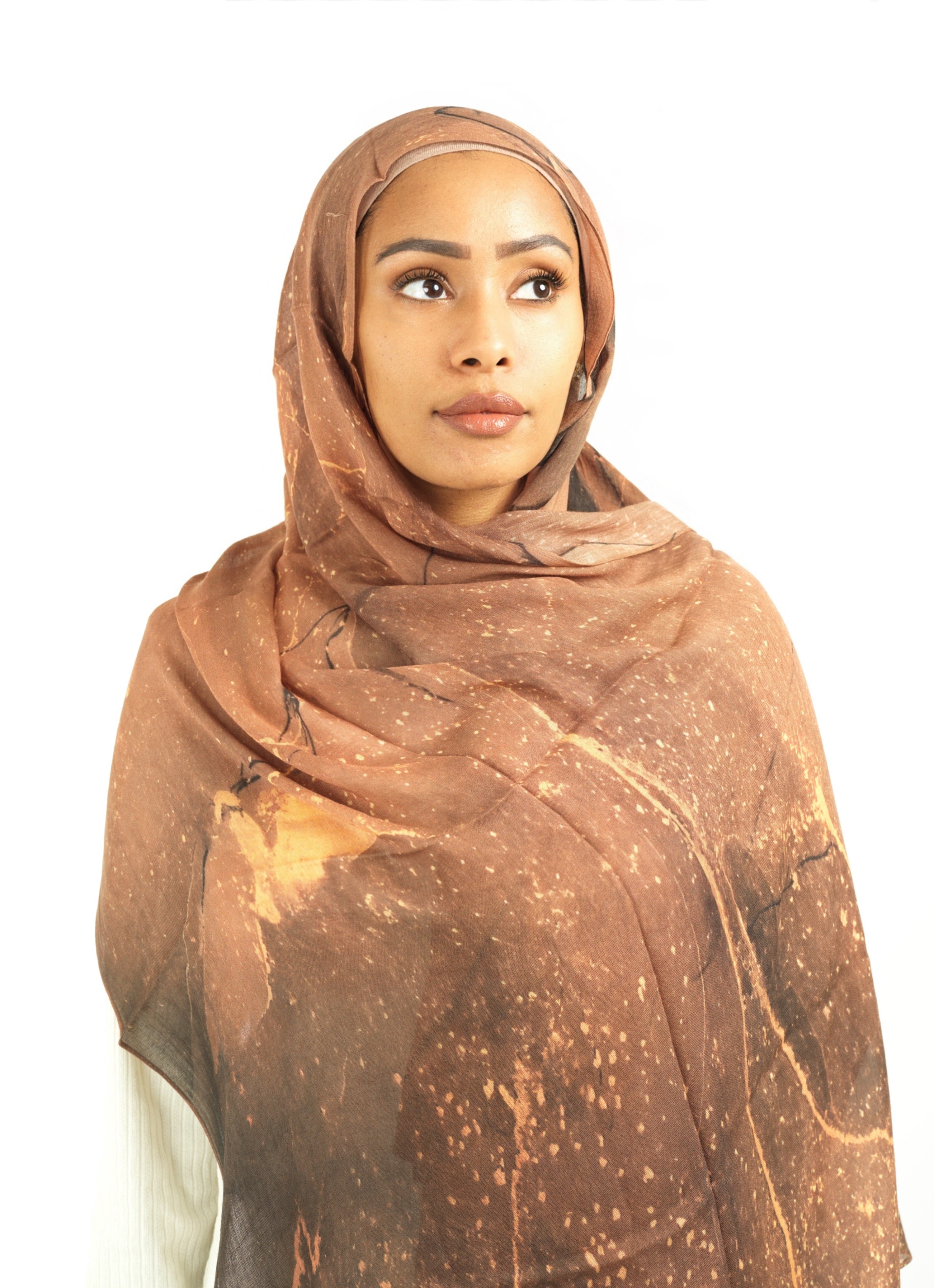 Rustic brown modal print hijab Kabayare