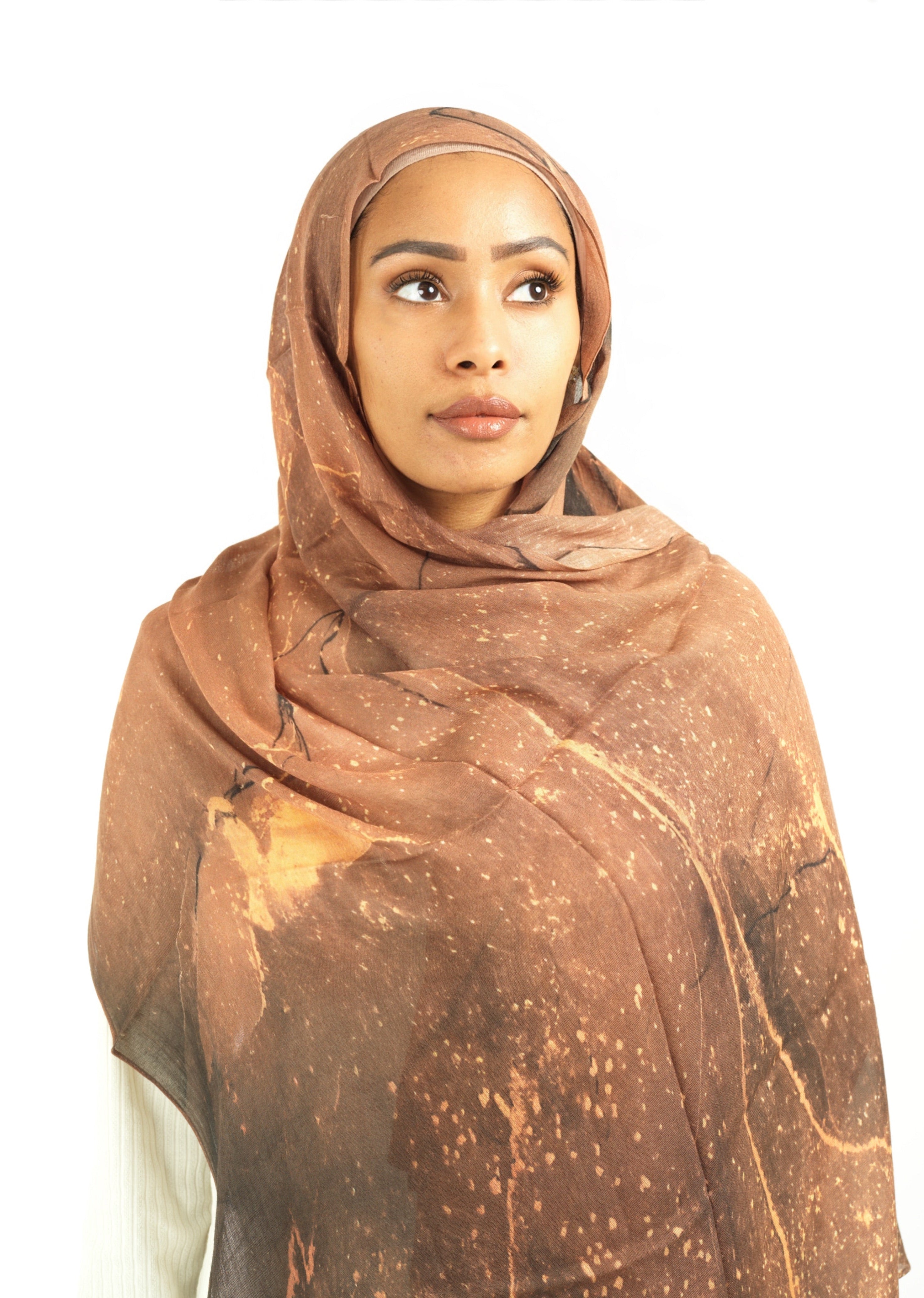 Rustic brown modal print hijab Kabayare