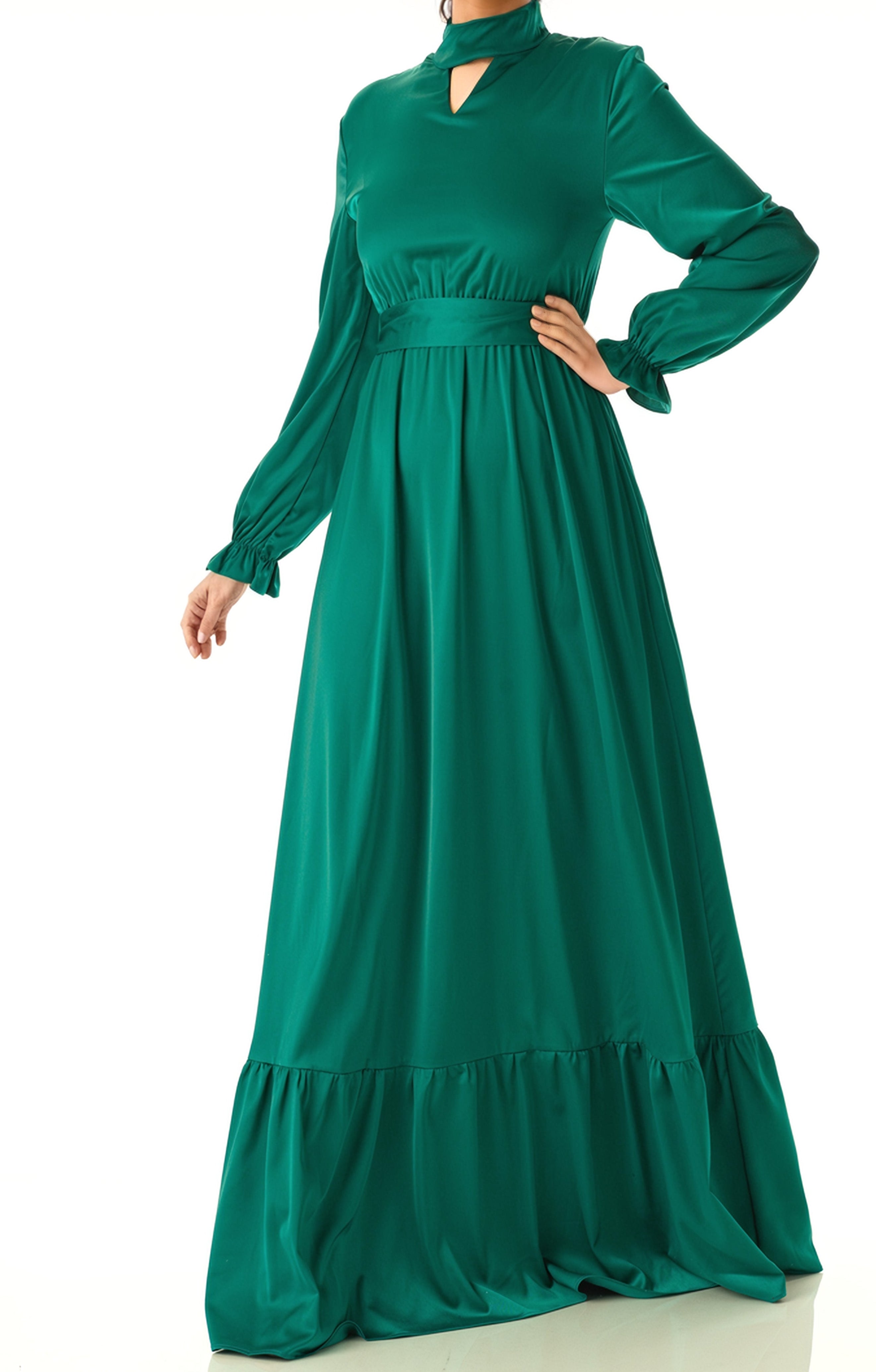 Satin dreamy romance modest maxi dress Kabayare