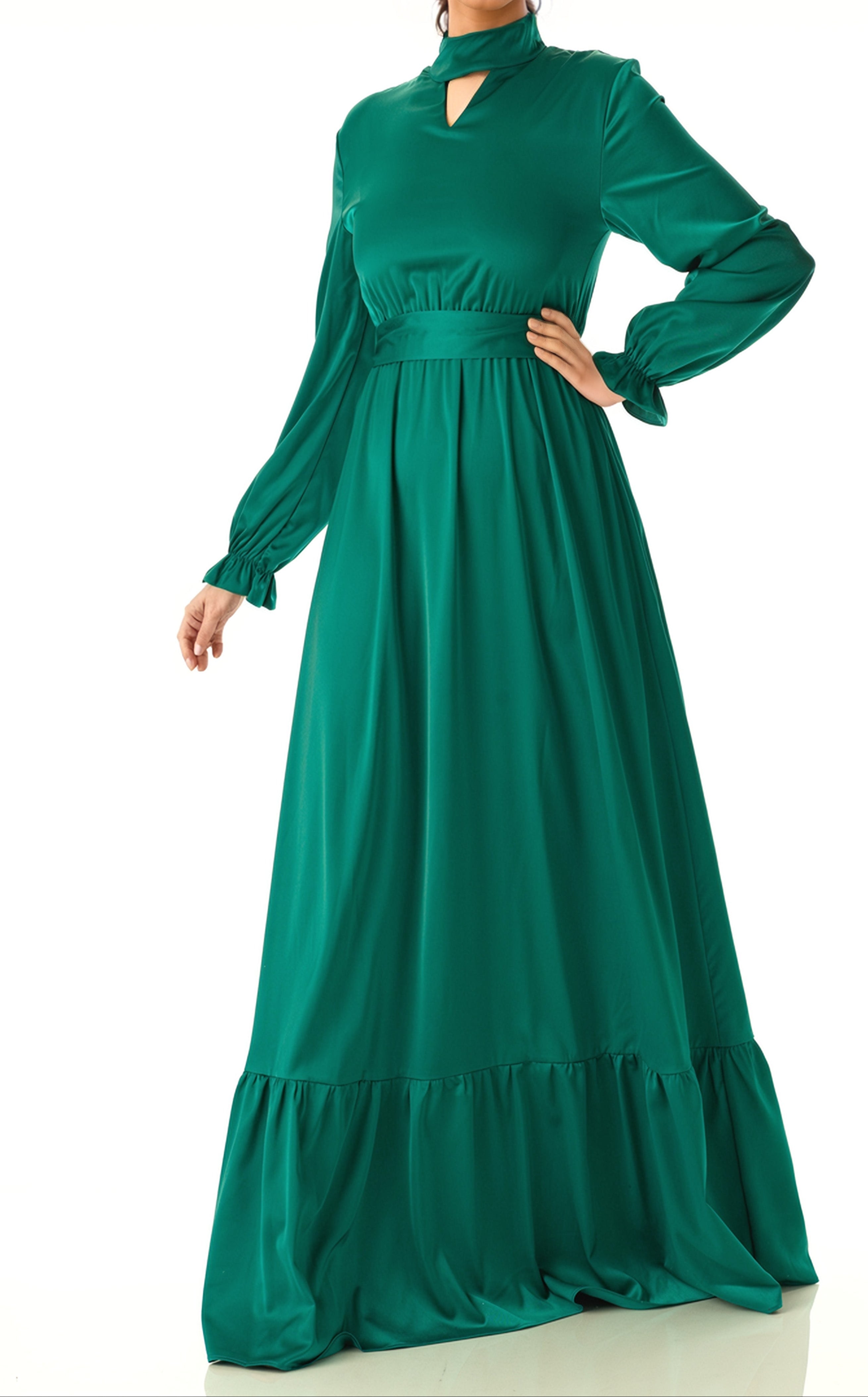 Satin dreamy romance modest maxi dress Kabayare