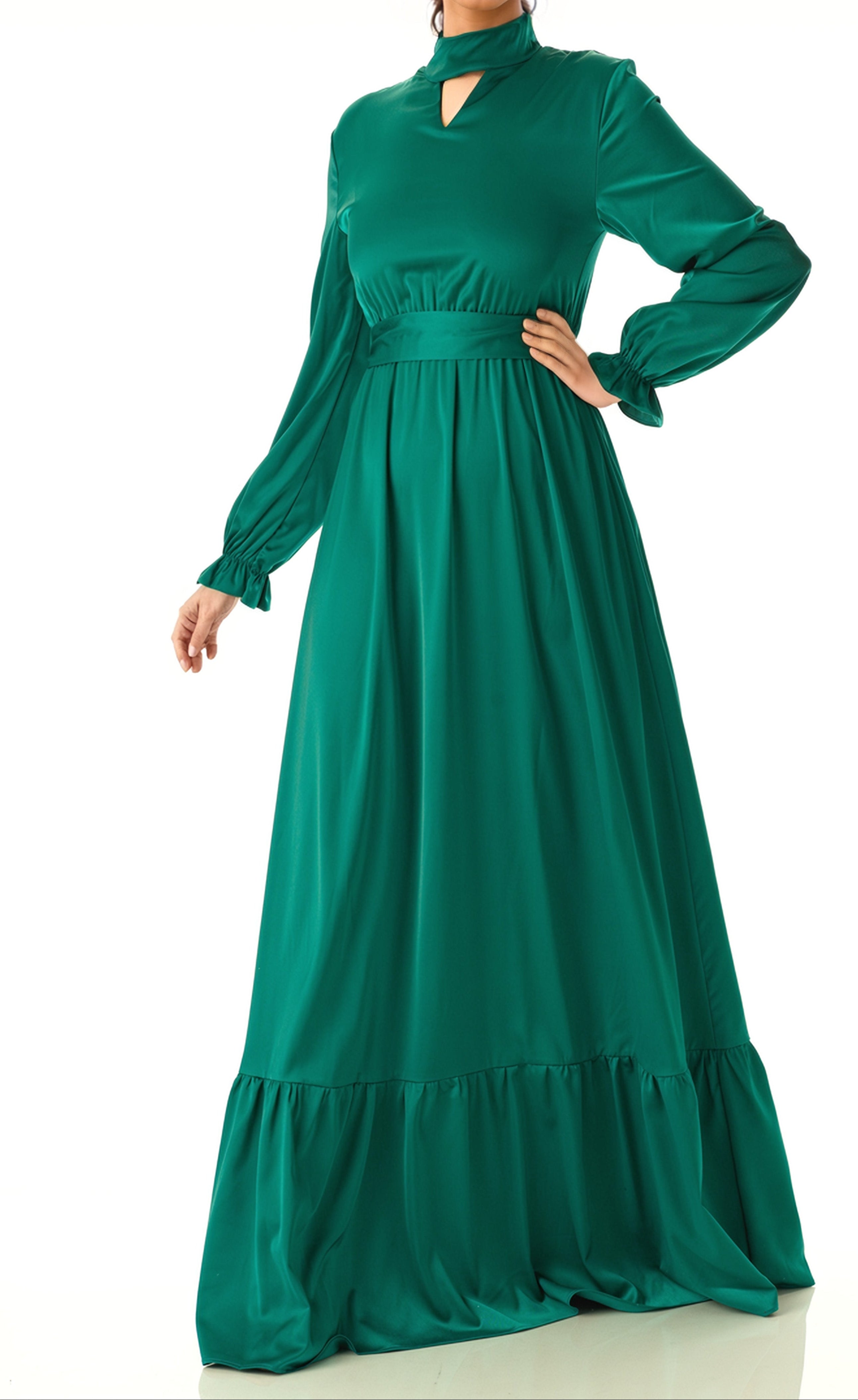 Satin dreamy romance modest maxi dress Kabayare