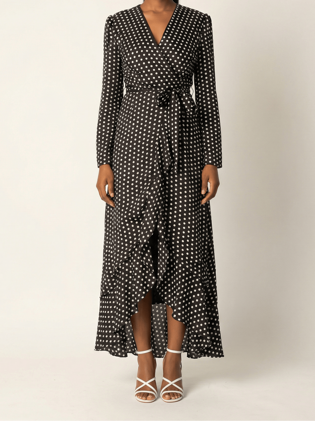Satin Polka dots wrap Kimono dress Kabayare
