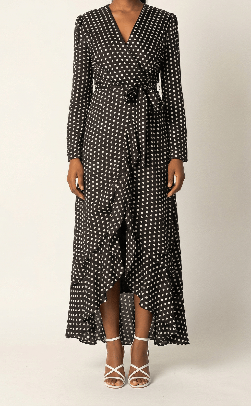 Satin Polka dots wrap Kimono dress Kabayare