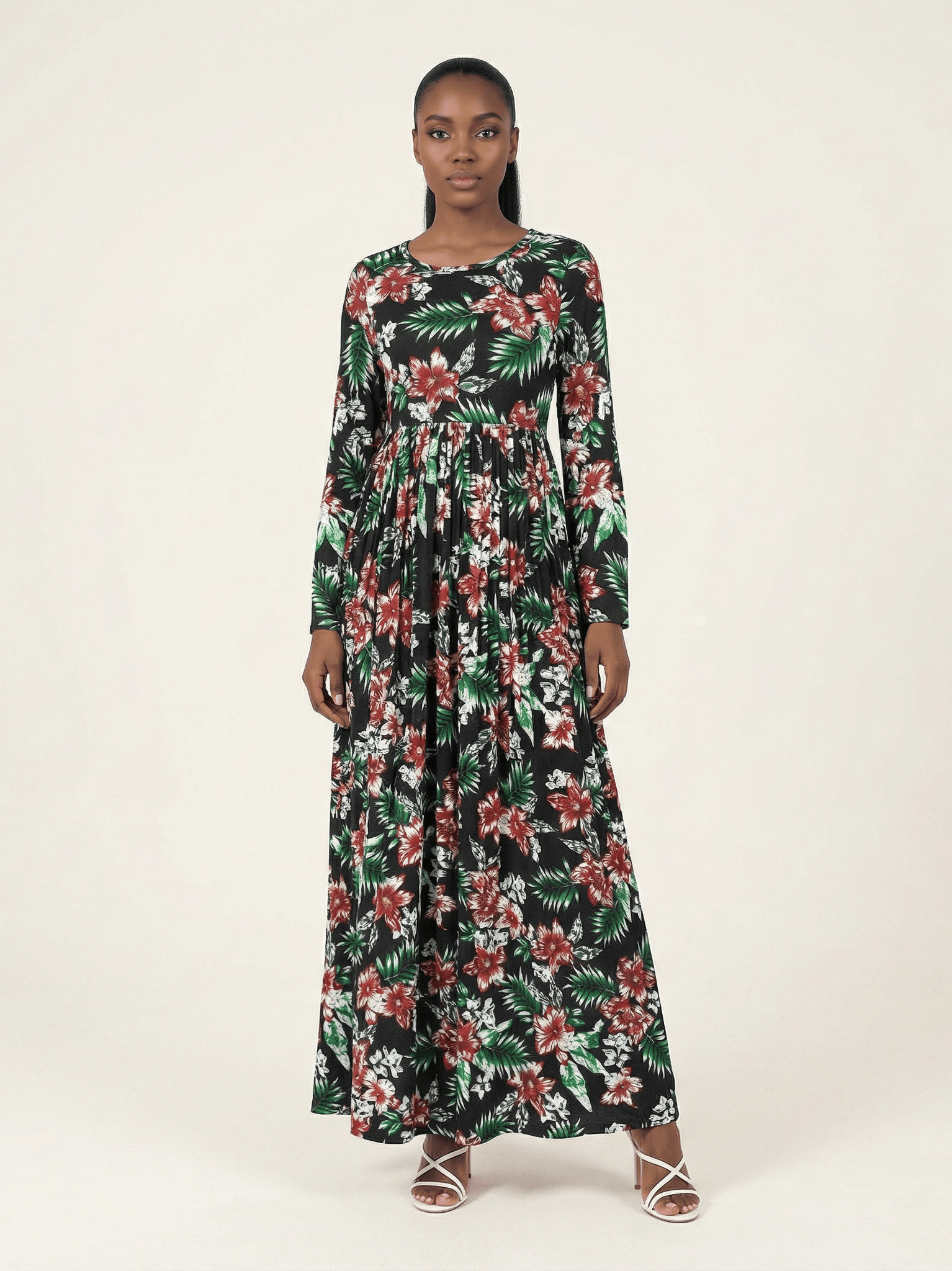 seasonal palms Pleated Maxi Dress Kabayare