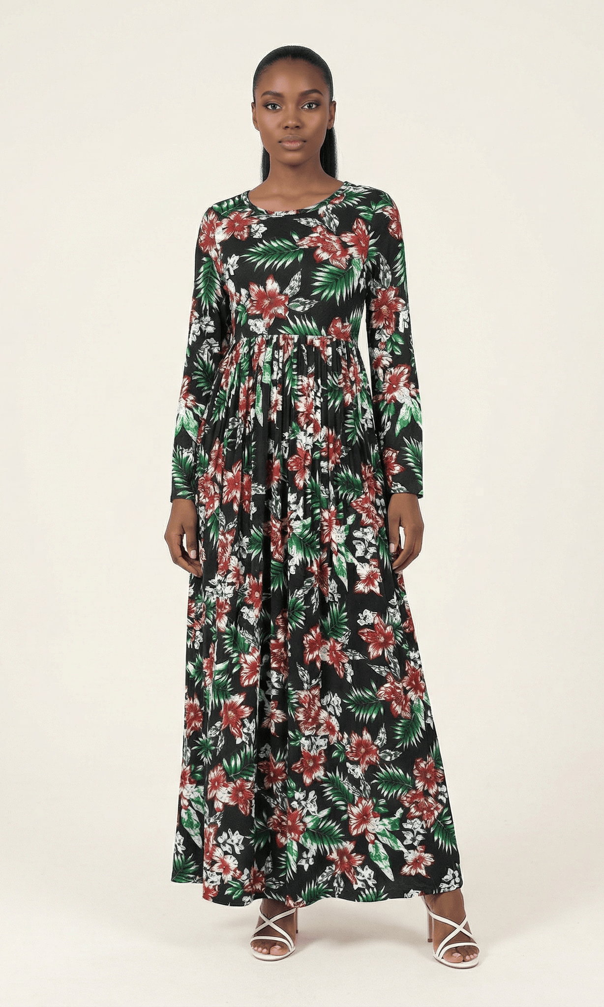 seasonal palms Pleated Maxi Dress Kabayare