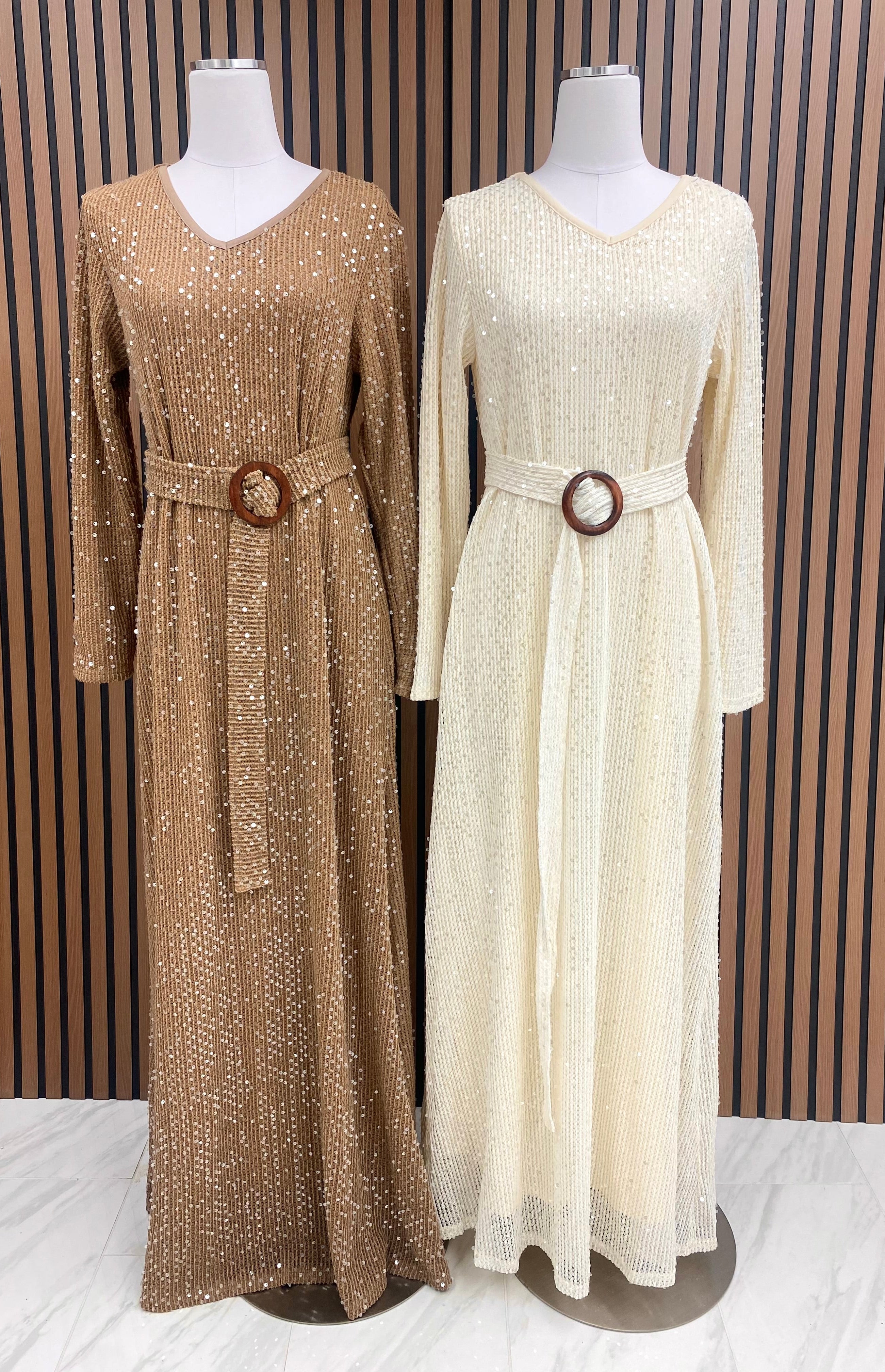 Sequin knit modest maxi dress Kabayare