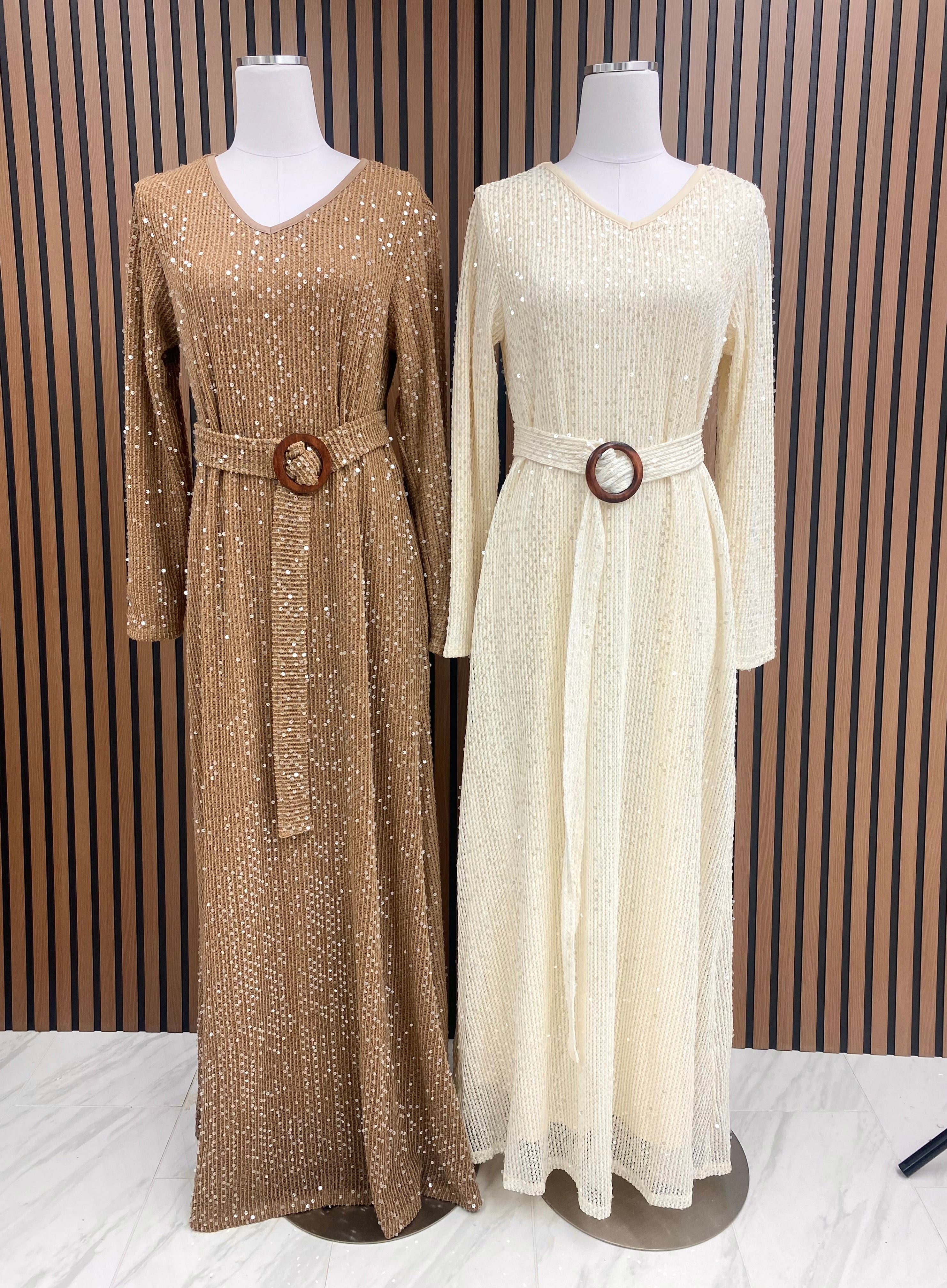 Sequin knit modest maxi dress Kabayare