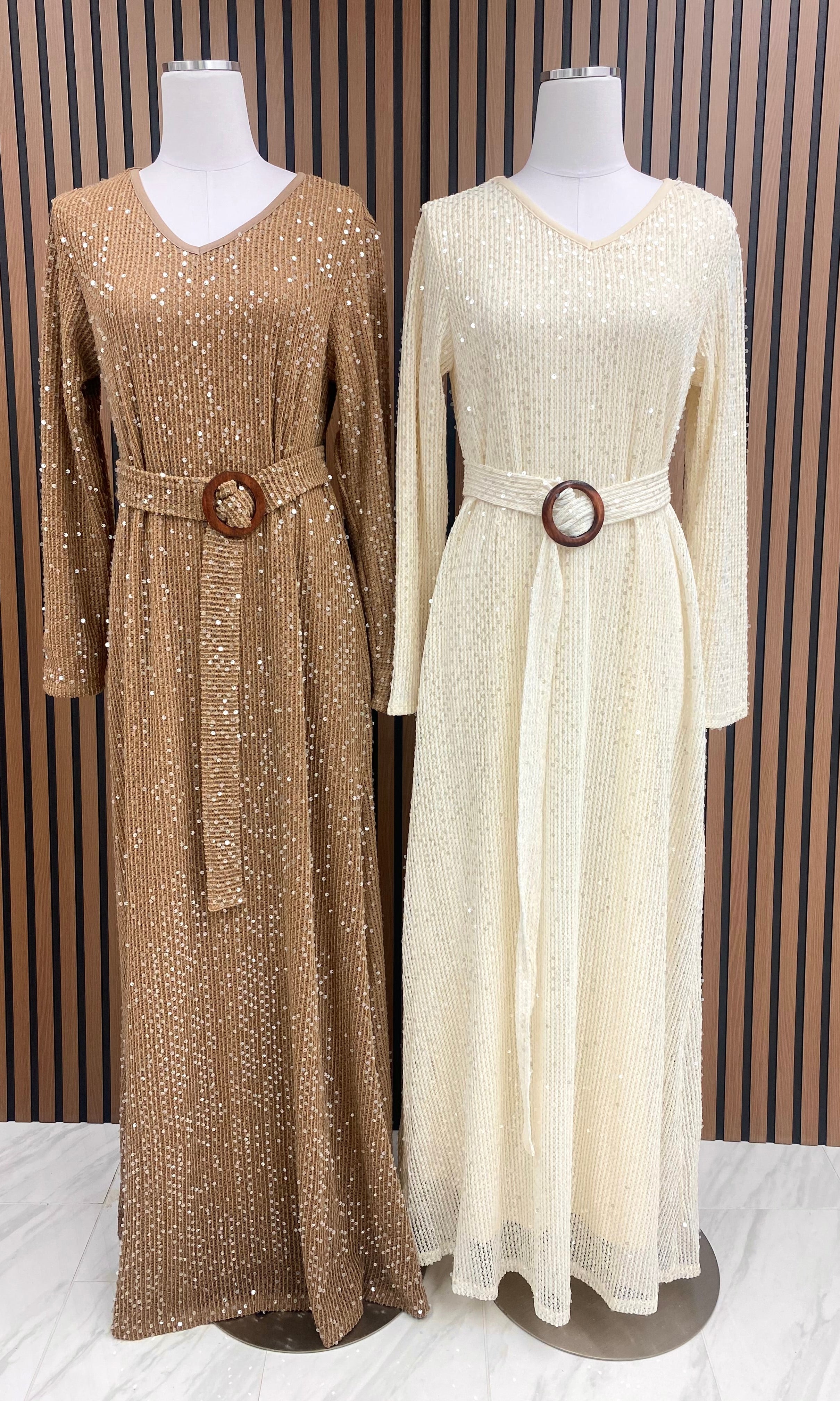 Sequin knit modest maxi dress Kabayare