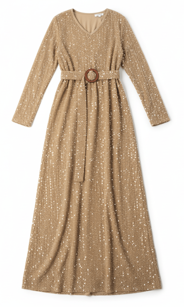 Sequin knit modest maxi dress Kabayare