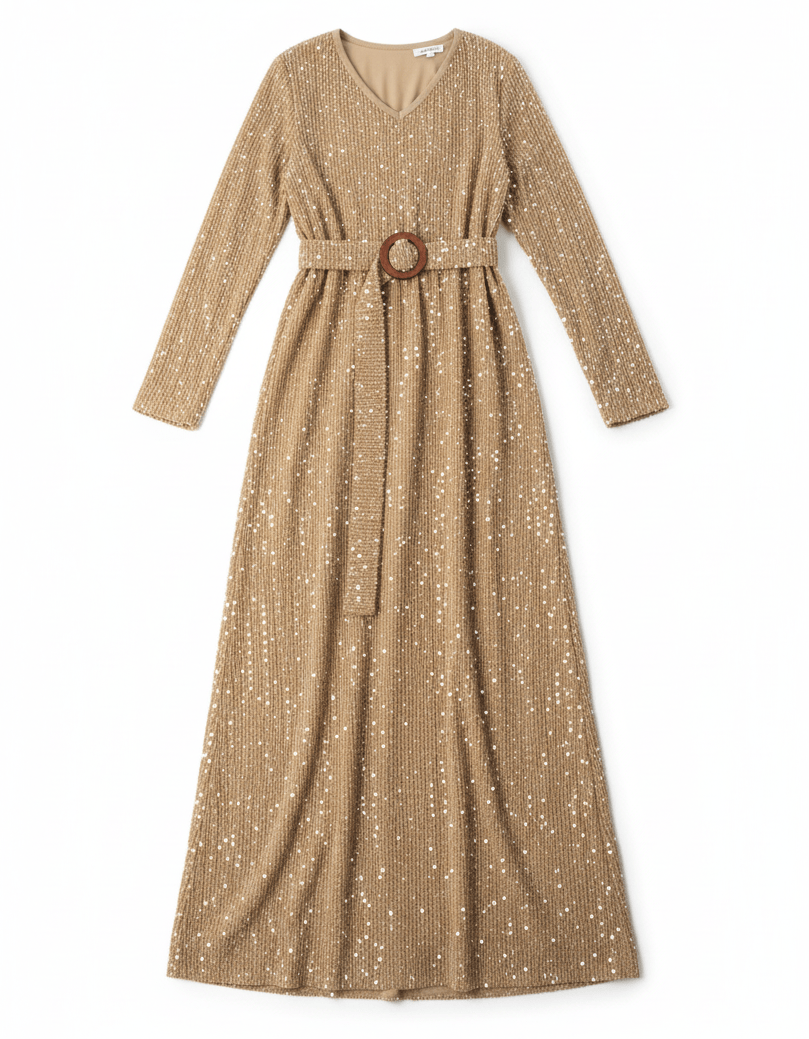 Sequin knit modest maxi dress Kabayare