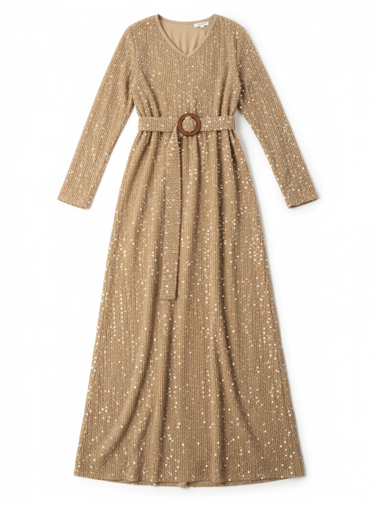 Sequin knit modest maxi dress Kabayare