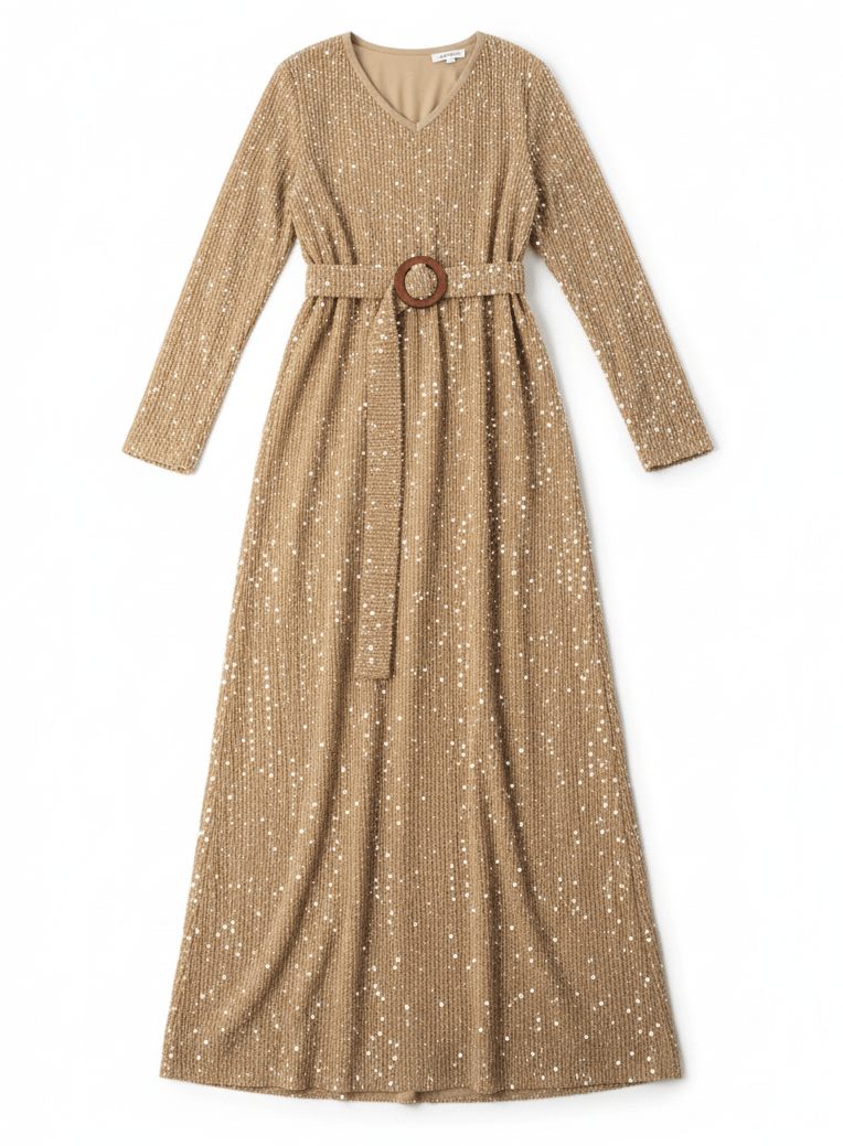 Sequin knit modest maxi dress Kabayare