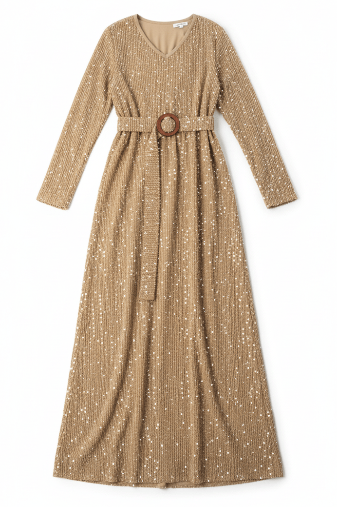 Sequin knit modest maxi dress Kabayare