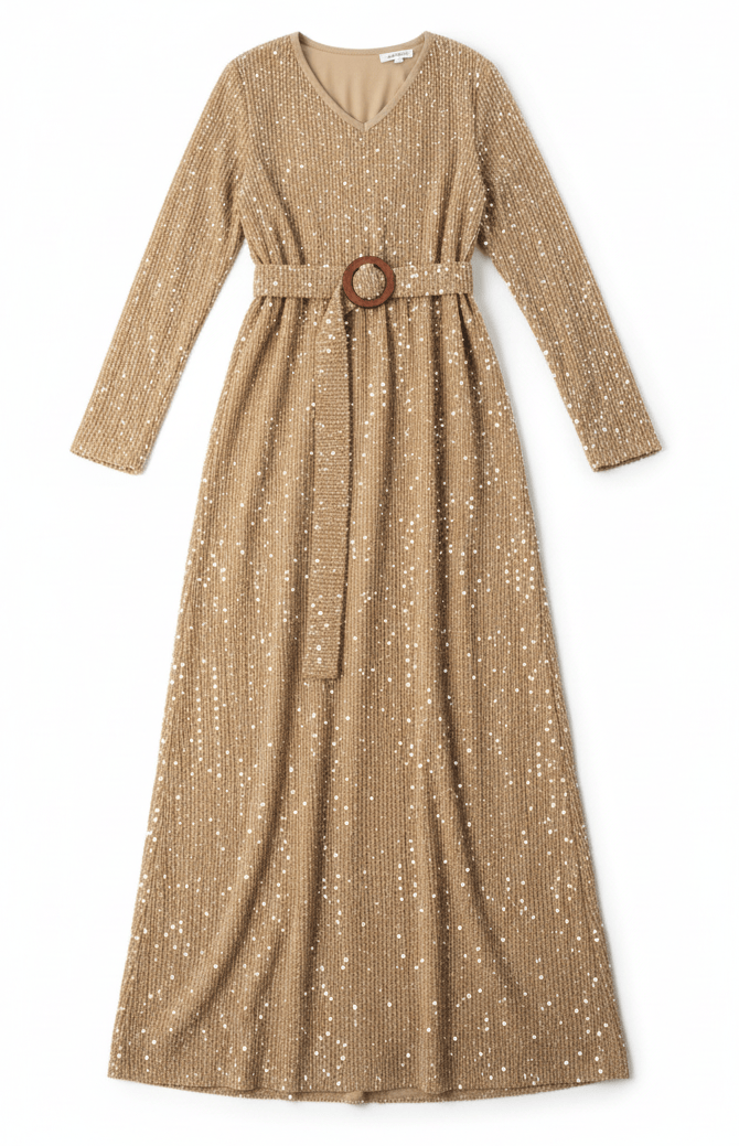 Sequin knit modest maxi dress Kabayare