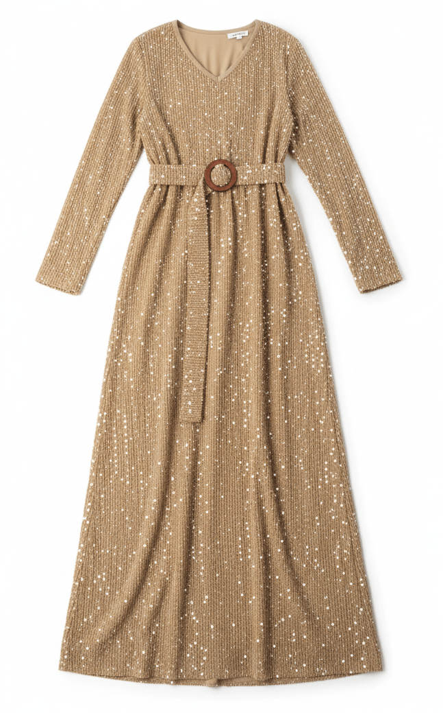 Sequin knit modest maxi dress Kabayare