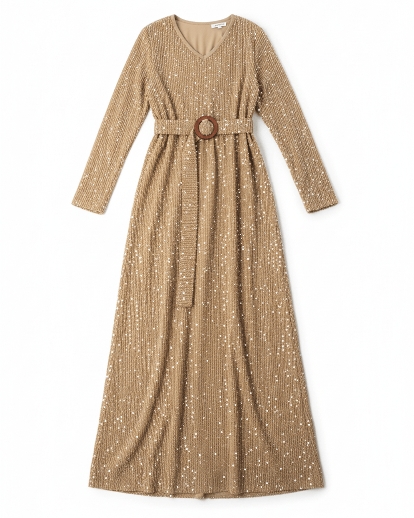 Sequin knit modest maxi dress Kabayare