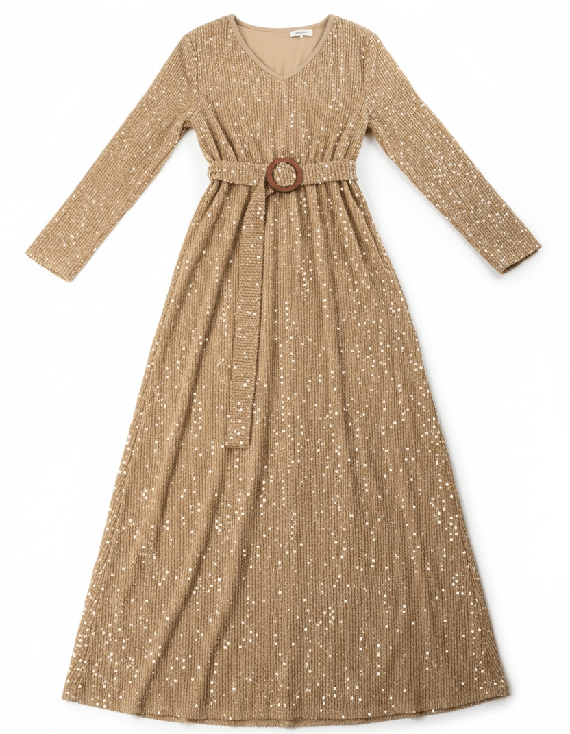 Sequin knit modest maxi dress Kabayare