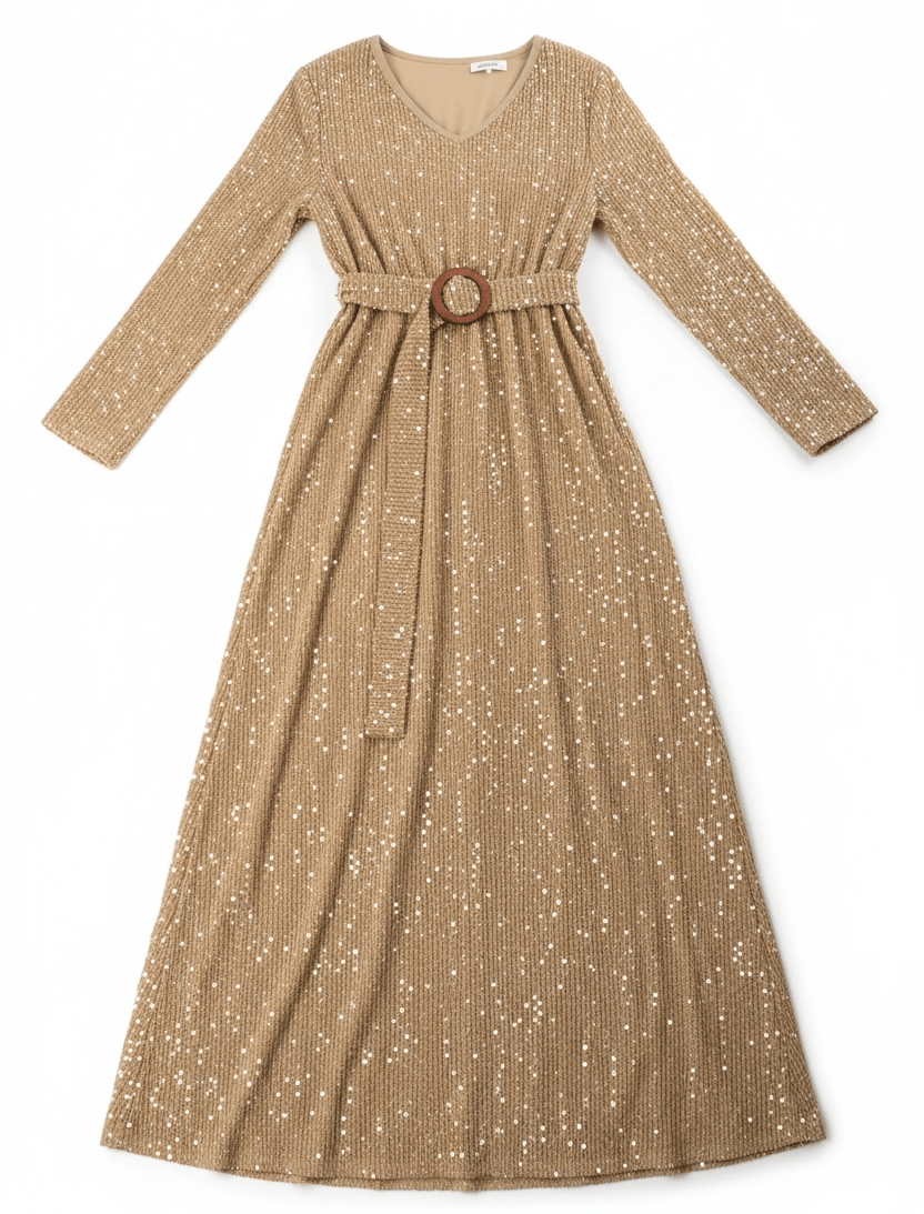 Sequin knit modest maxi dress Kabayare