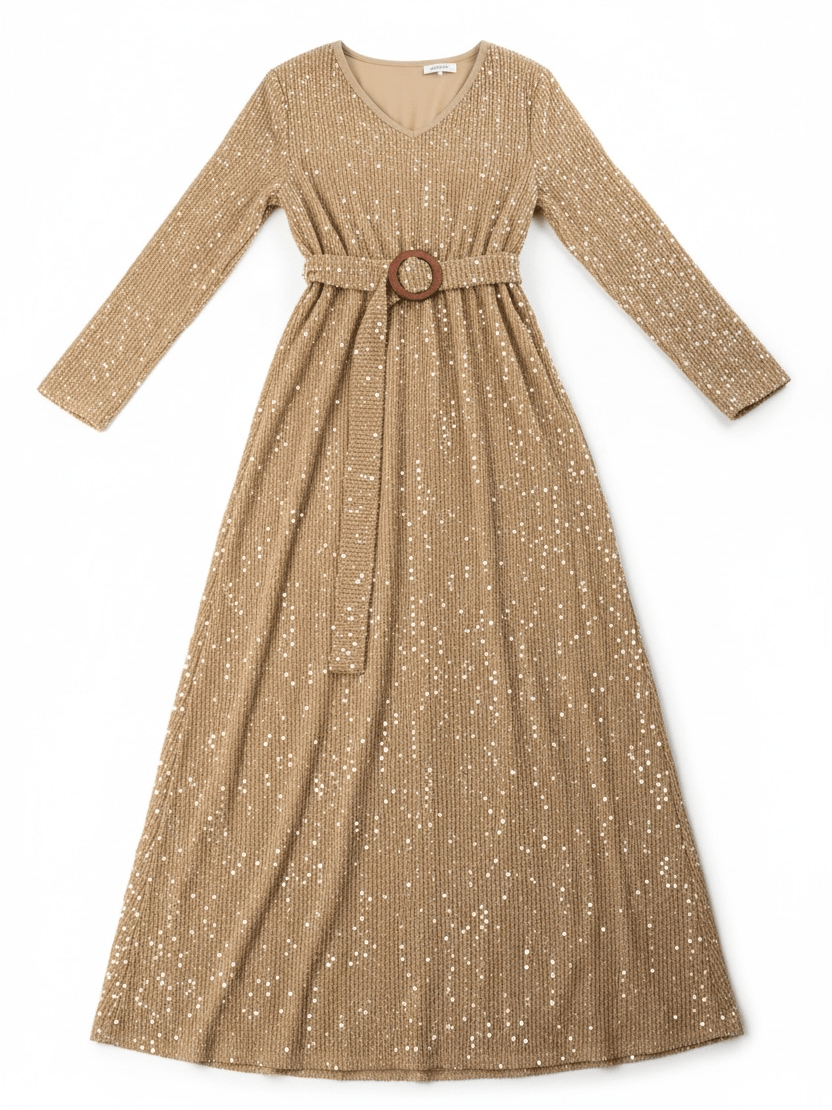 Sequin knit modest maxi dress Kabayare