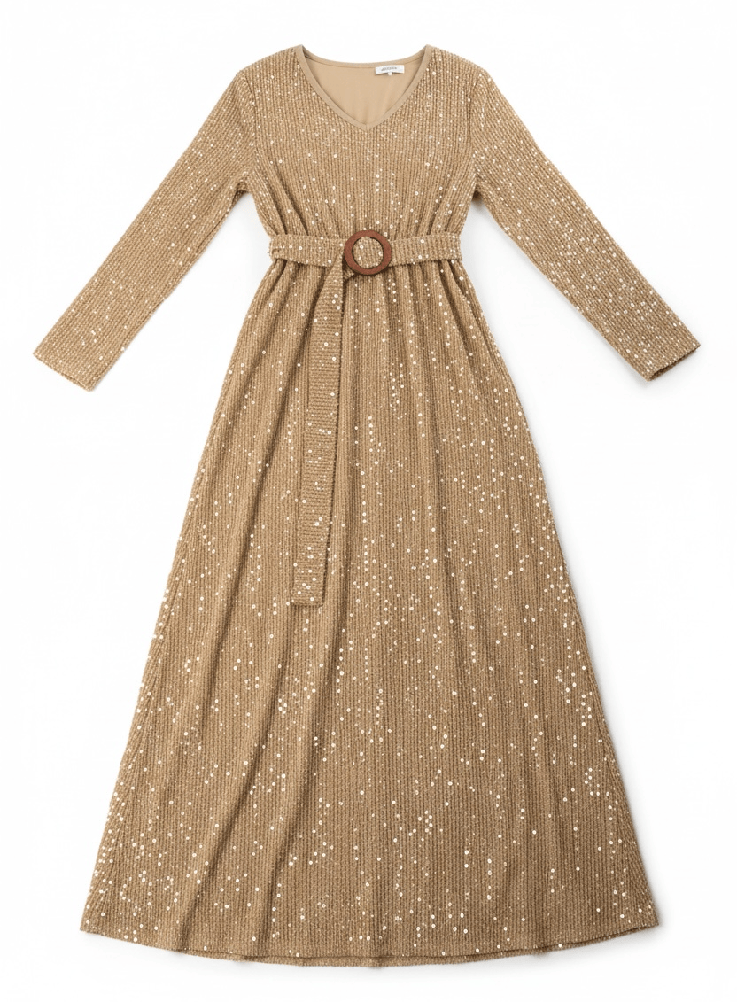 Sequin knit modest maxi dress Kabayare