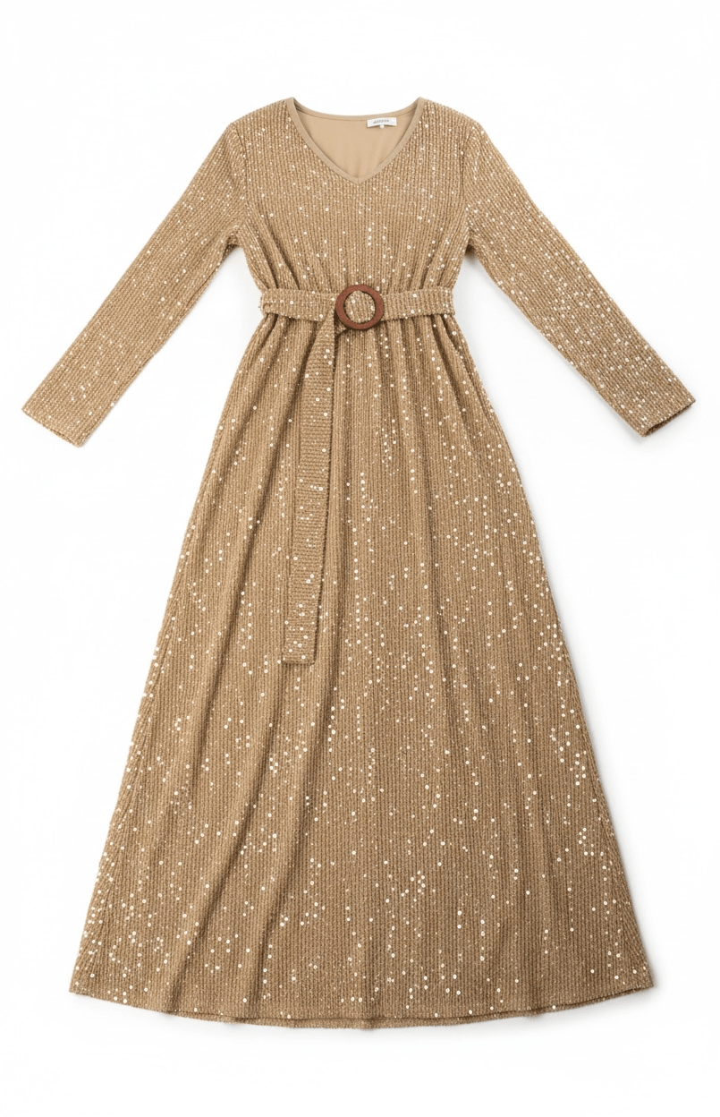 Sequin knit modest maxi dress Kabayare