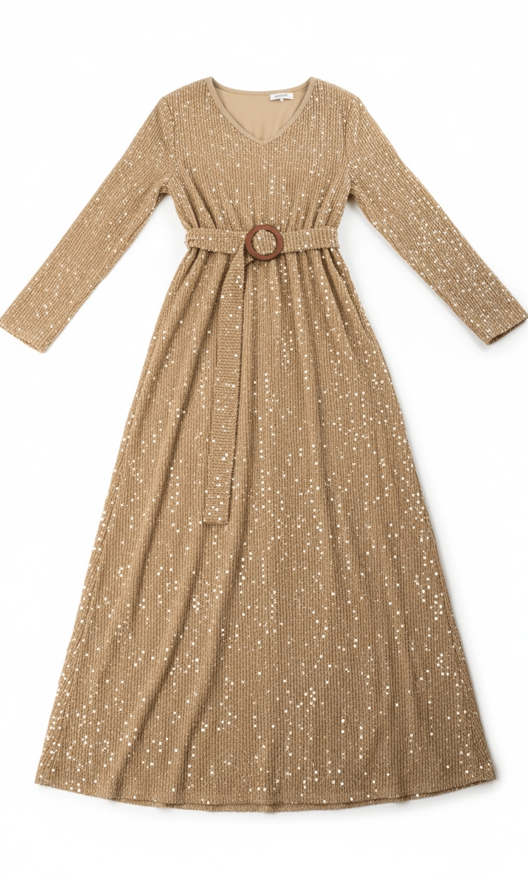 Sequin knit modest maxi dress Kabayare