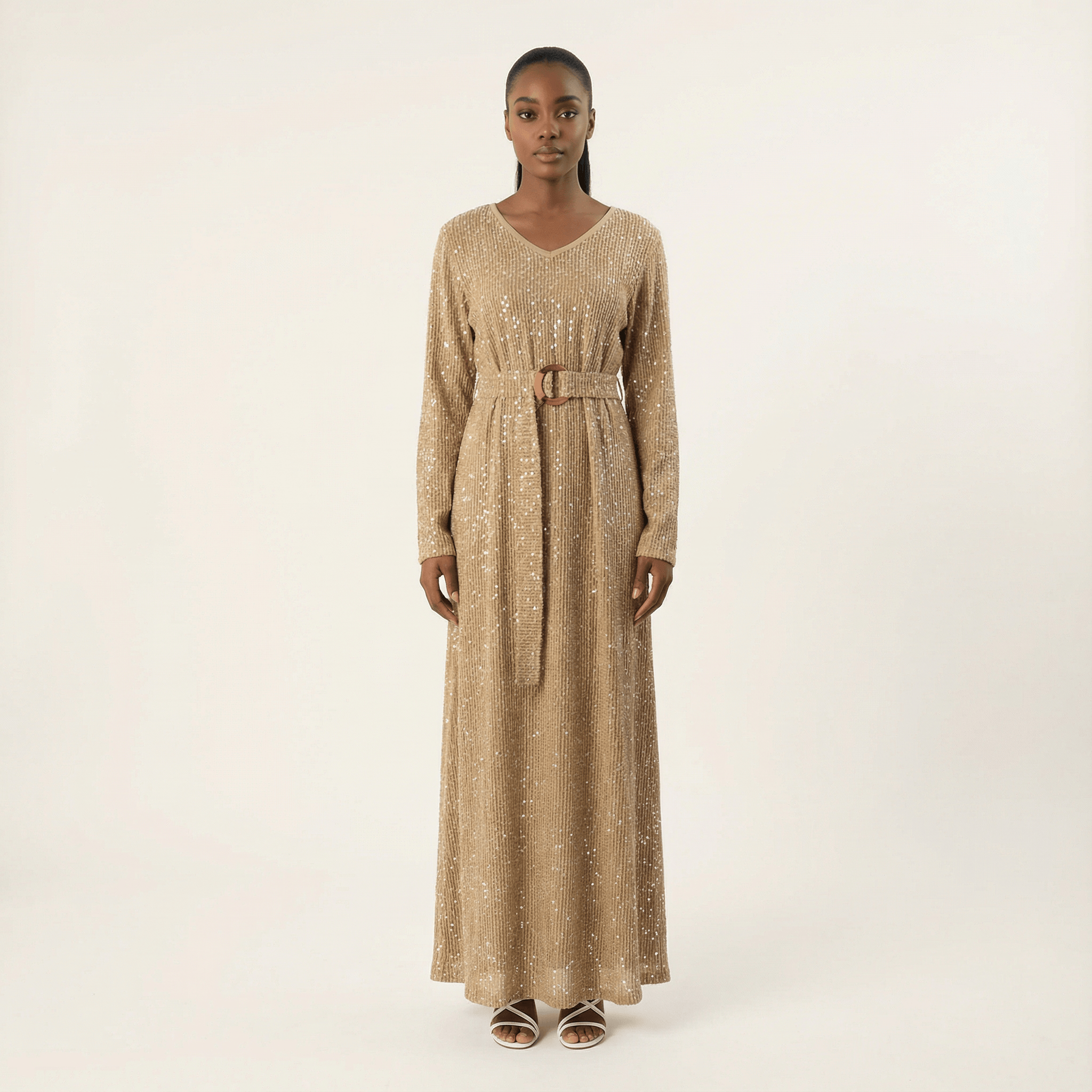 Sequin knit modest maxi dress Kabayare