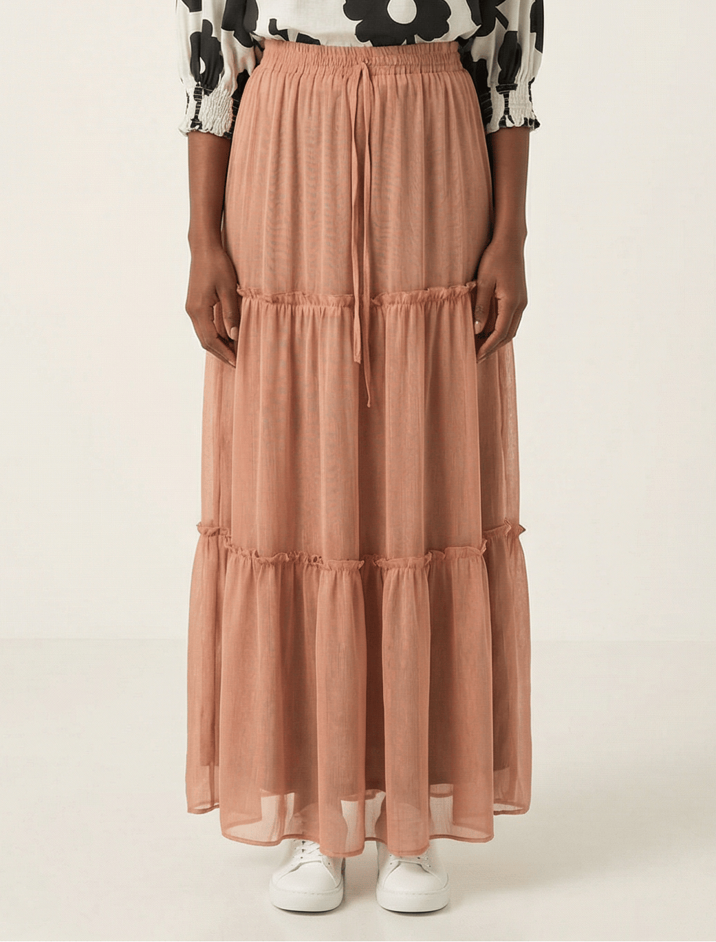 Shimmer chiffon tiered maxi skirt Kabayare