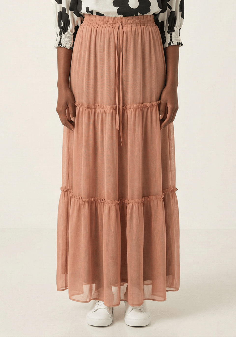 Shimmer chiffon tiered maxi skirt Kabayare