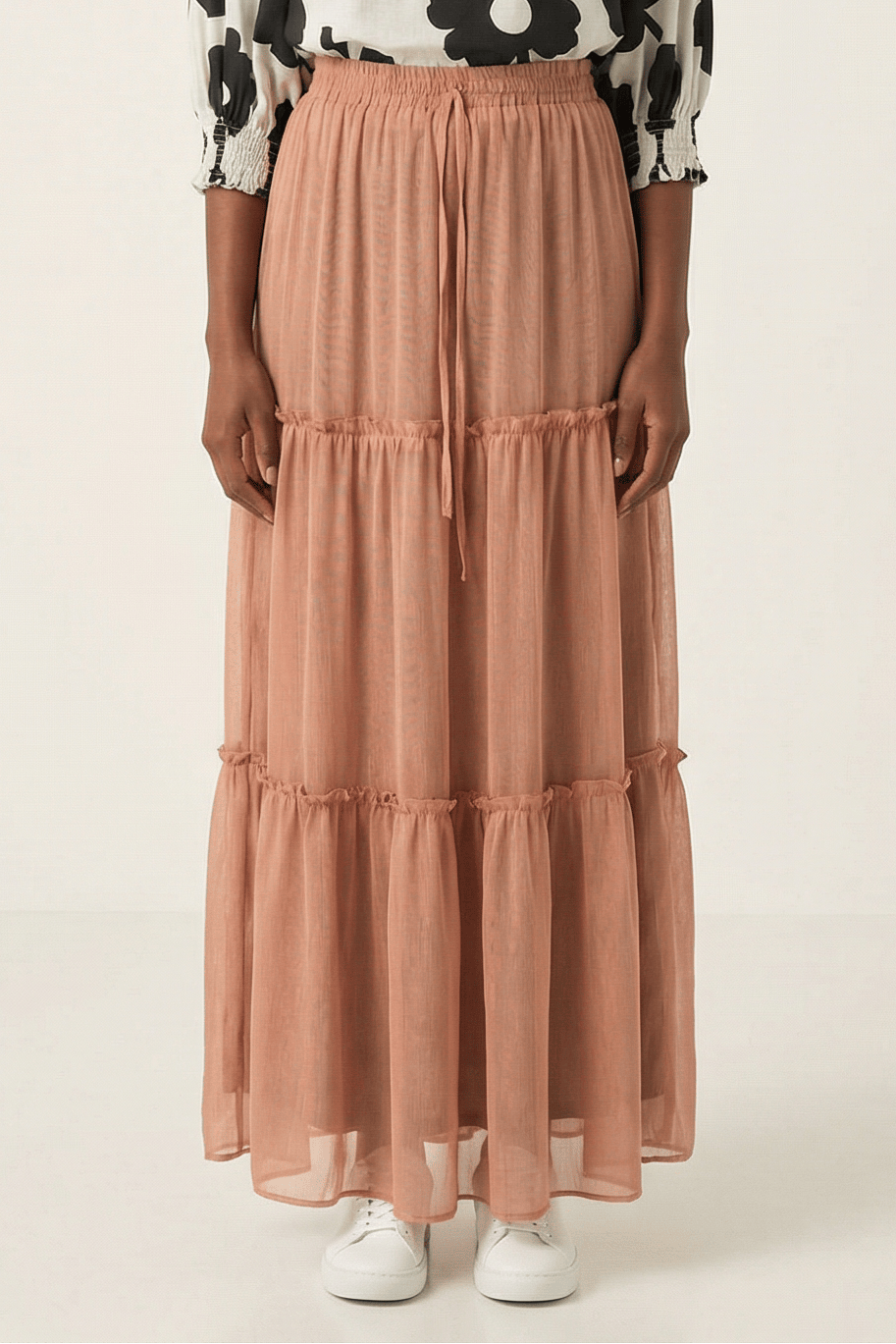Shimmer chiffon tiered maxi skirt Kabayare