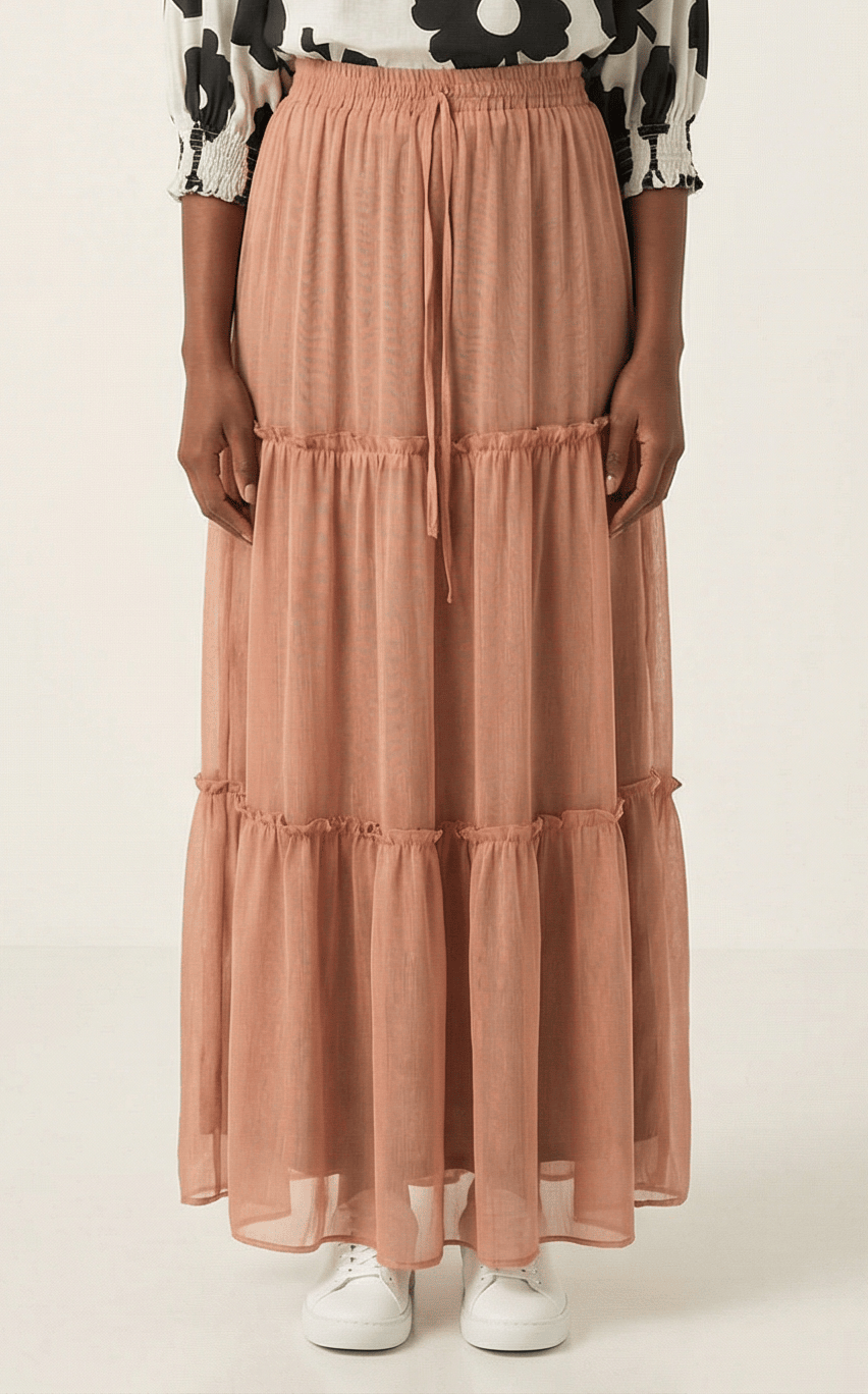 Shimmer chiffon tiered maxi skirt Kabayare