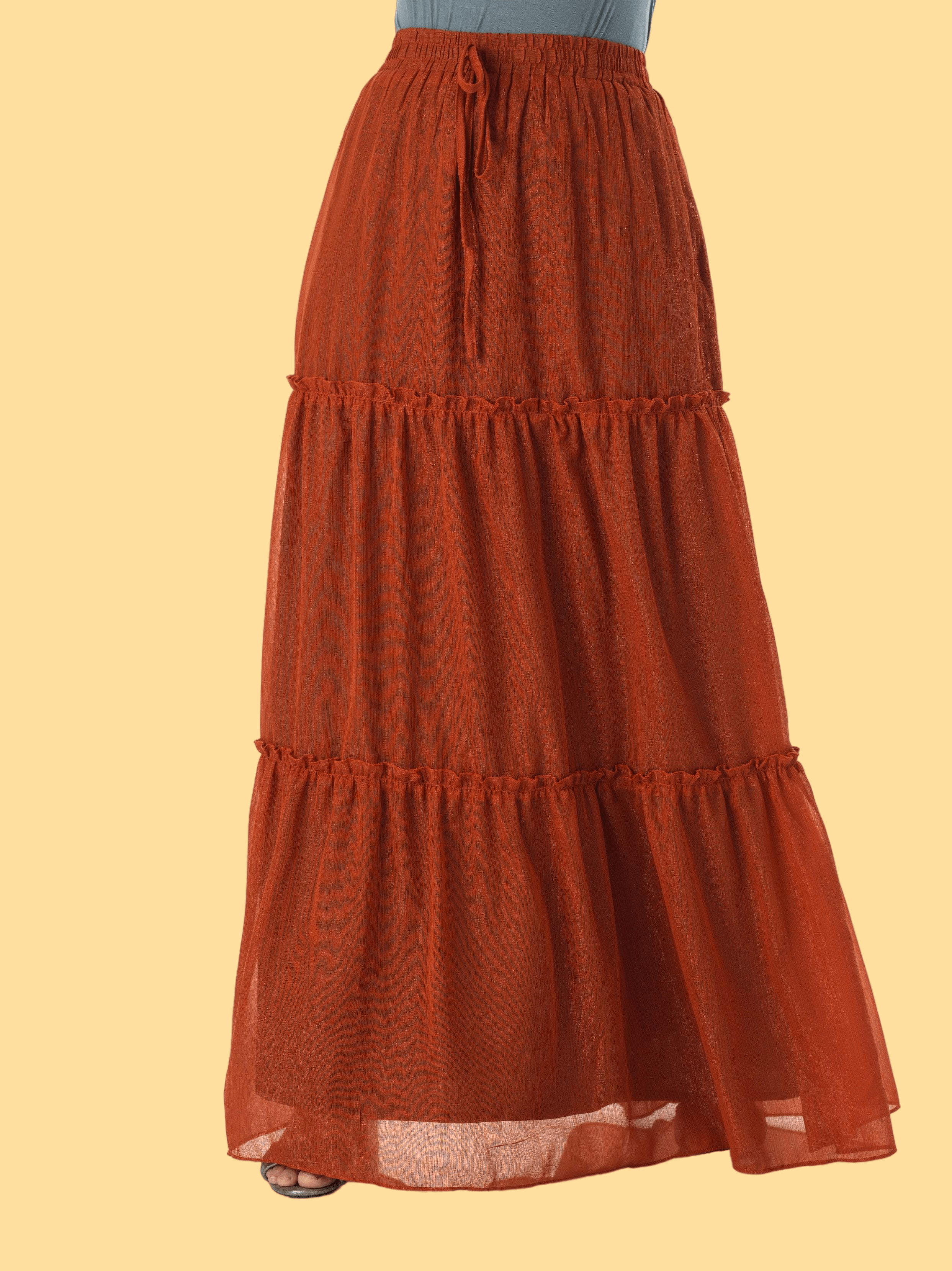 Shimmer chiffon tiered maxi skirt Kabayare