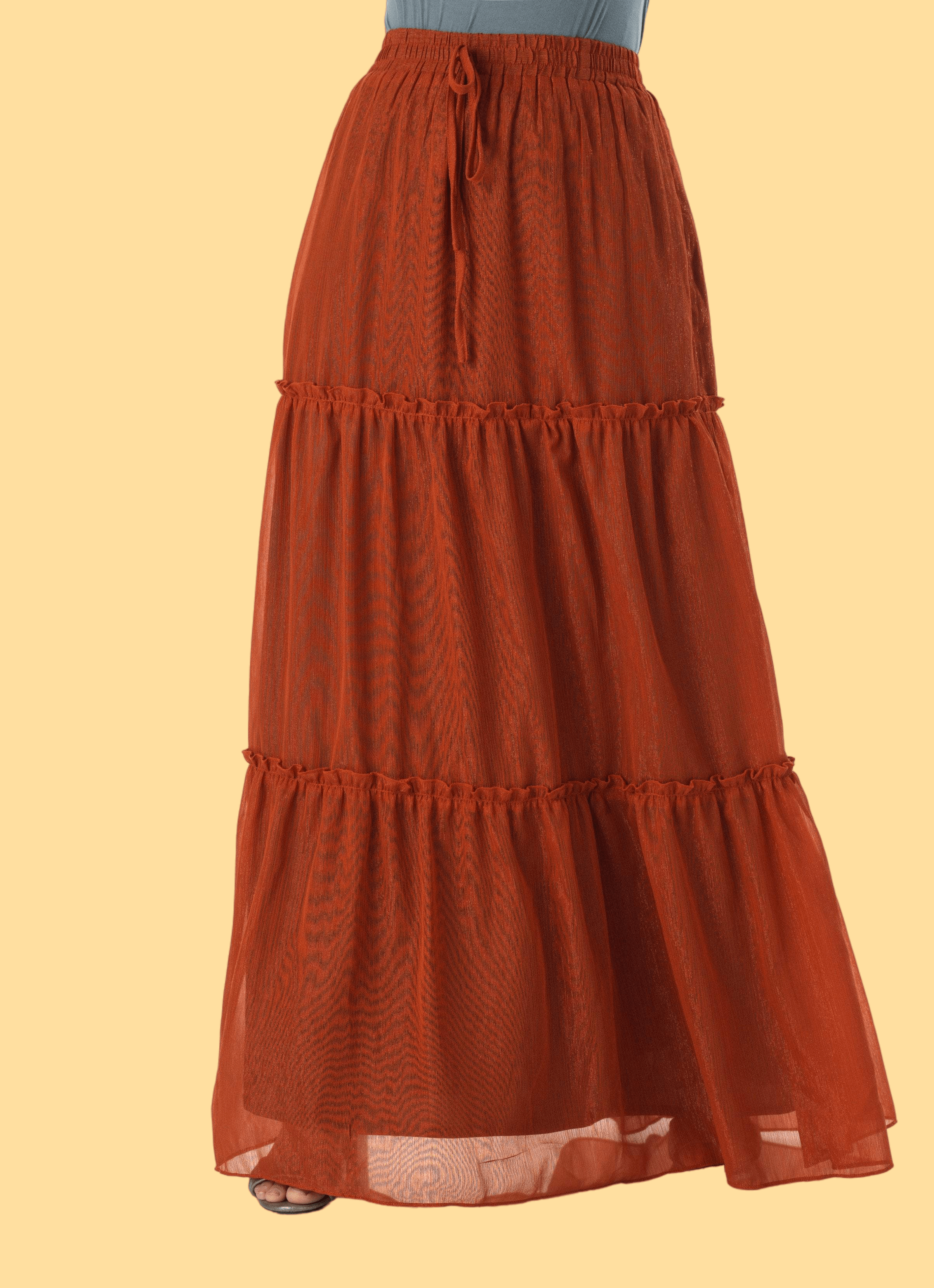 Shimmer chiffon tiered maxi skirt Kabayare