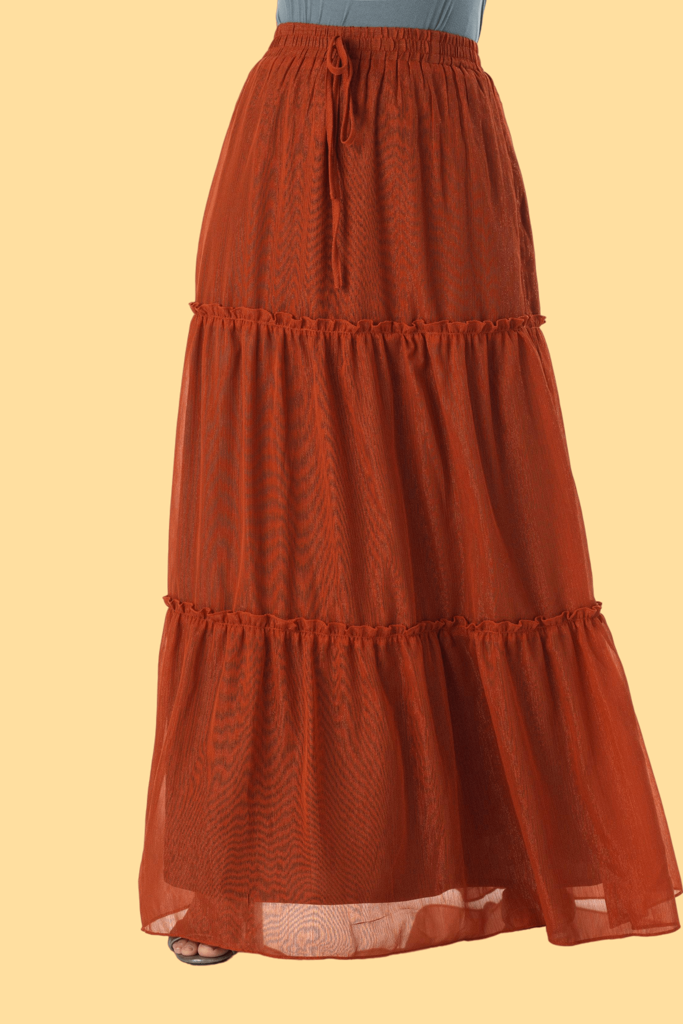 Shimmer chiffon tiered maxi skirt Kabayare