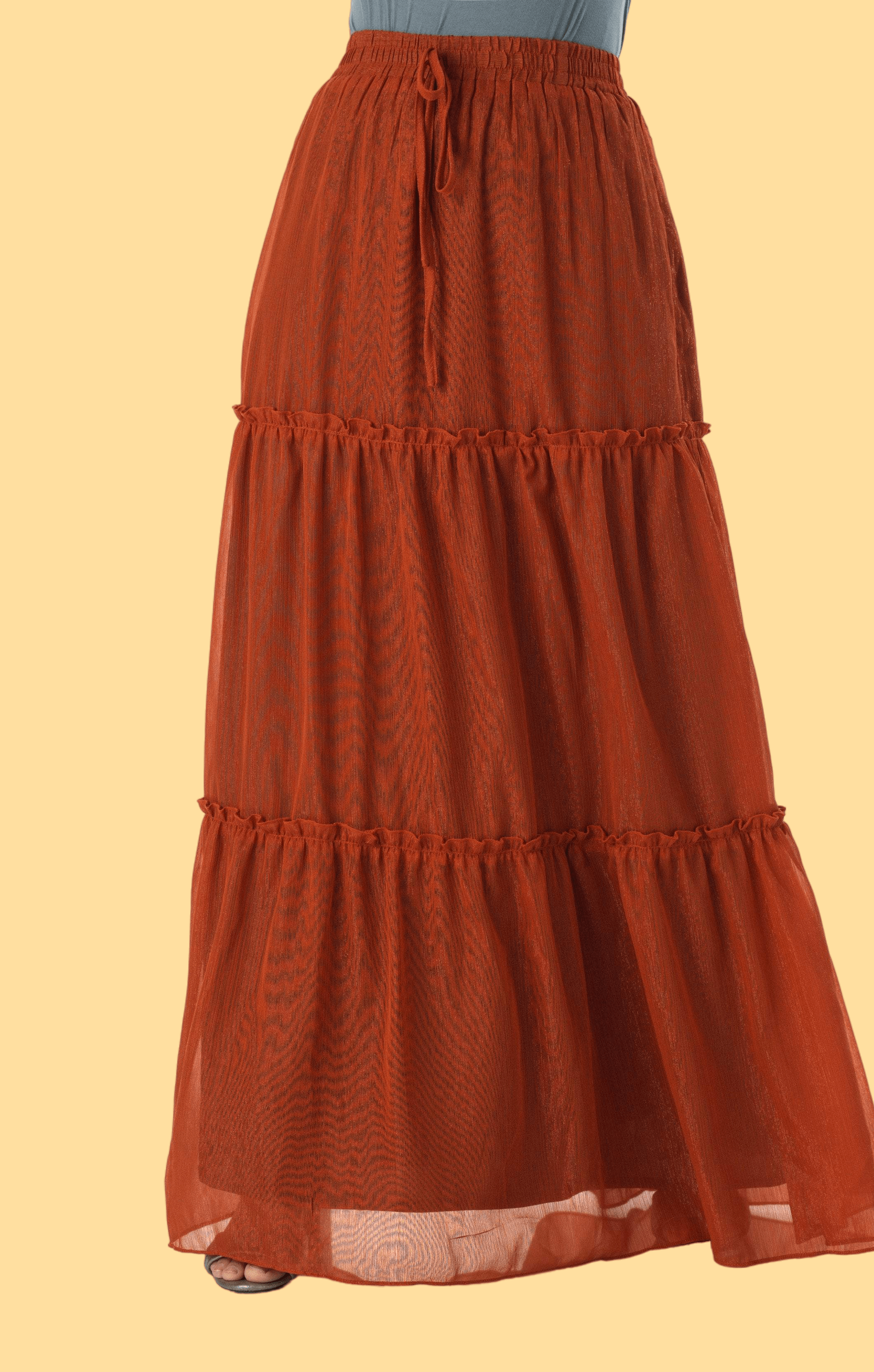 Shimmer chiffon tiered maxi skirt Kabayare