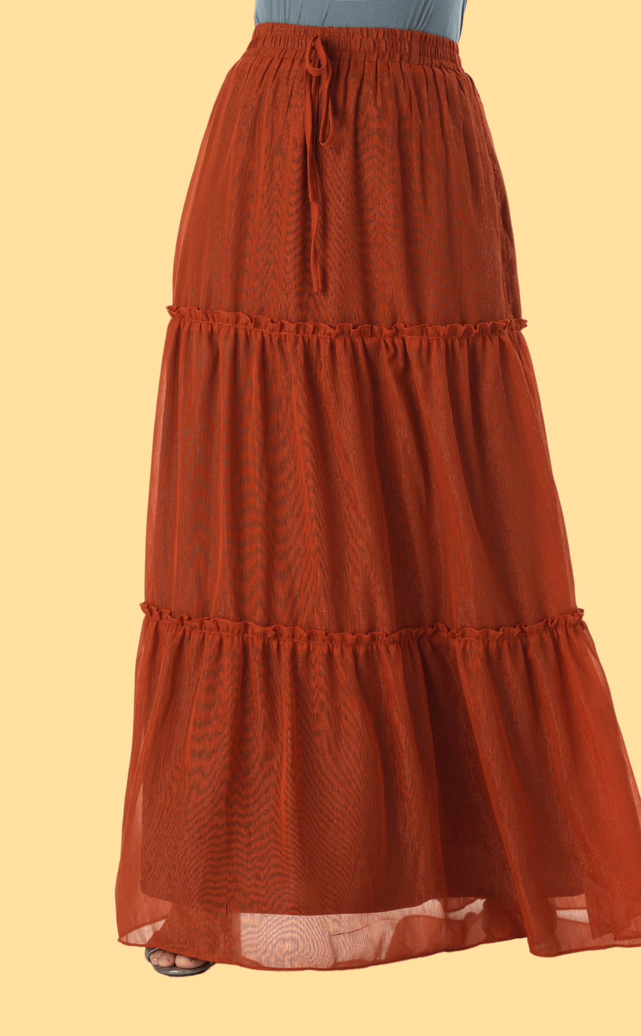Shimmer chiffon tiered maxi skirt Kabayare