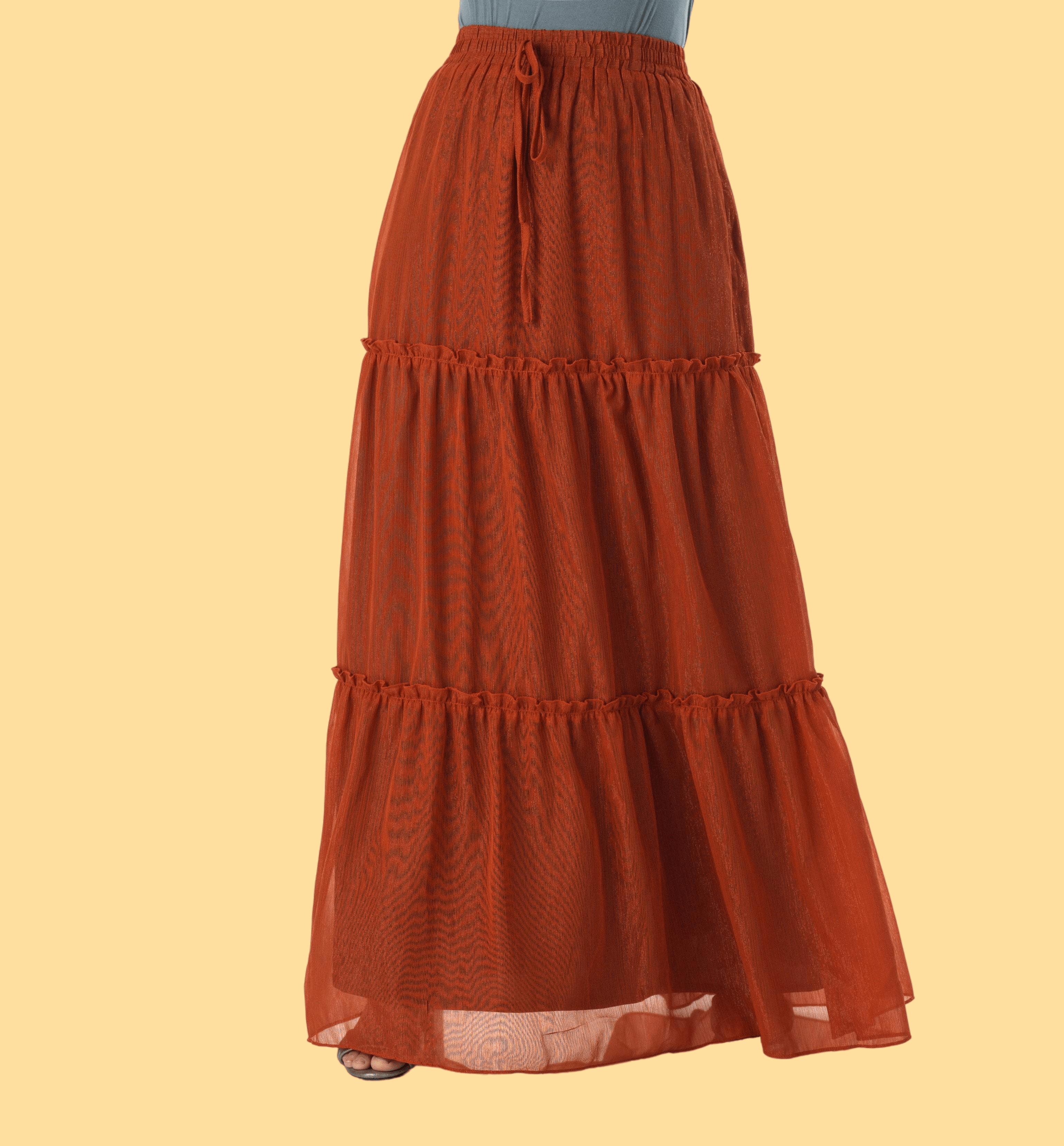 Shimmer chiffon tiered maxi skirt Kabayare