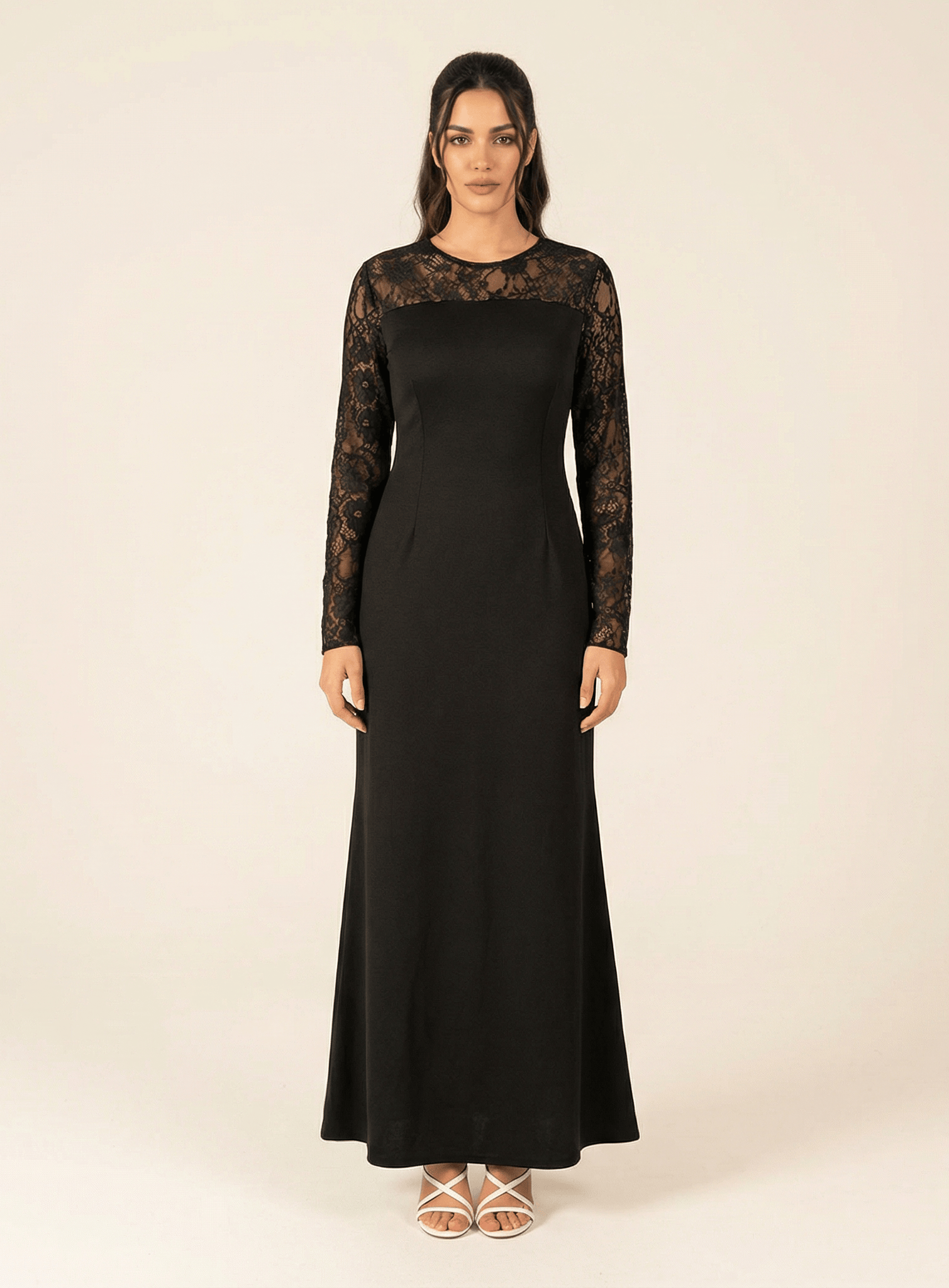 Shoulder detail Lace maxi dress Kabayare