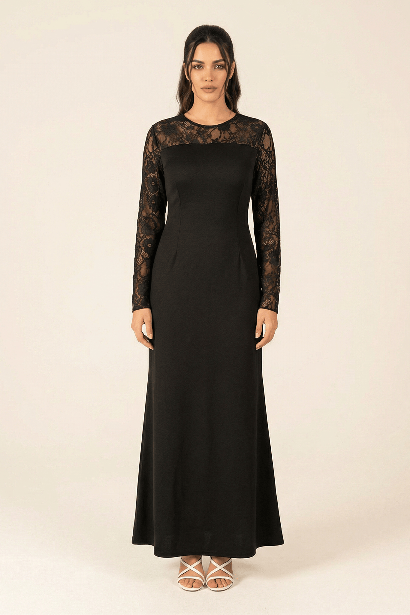 Shoulder detail Lace maxi dress Kabayare