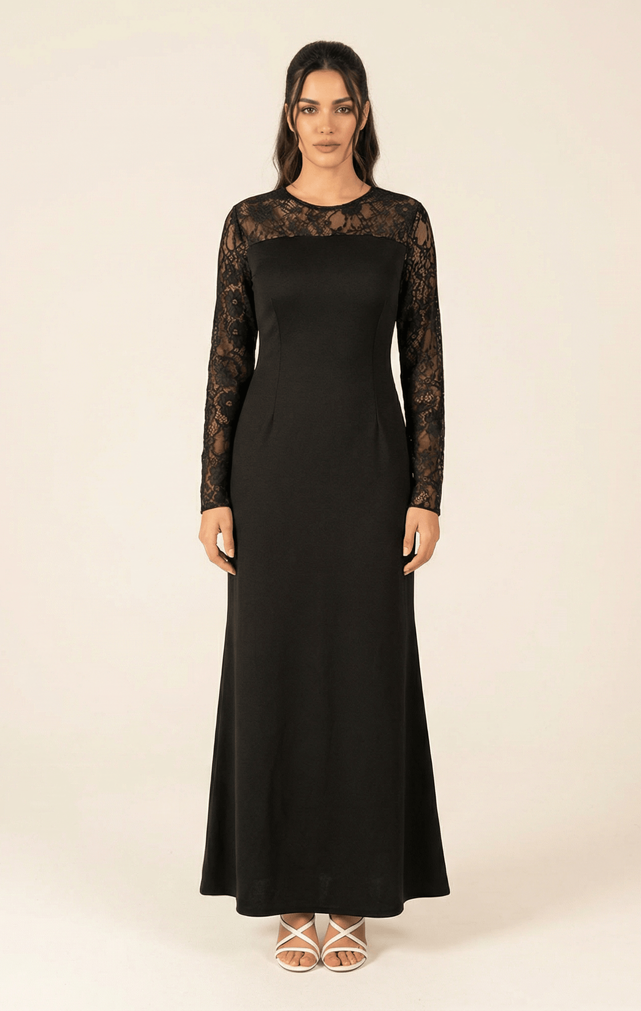 Shoulder detail Lace maxi dress Kabayare