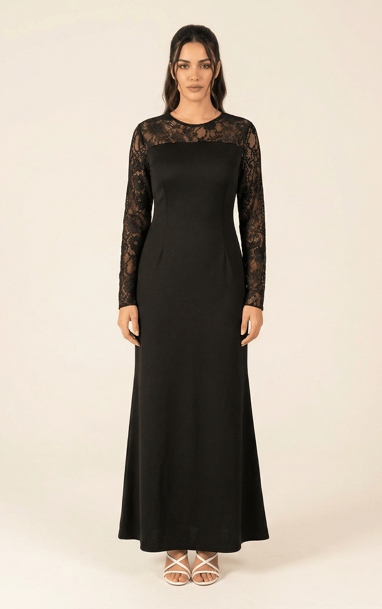 Shoulder detail Lace maxi dress Kabayare
