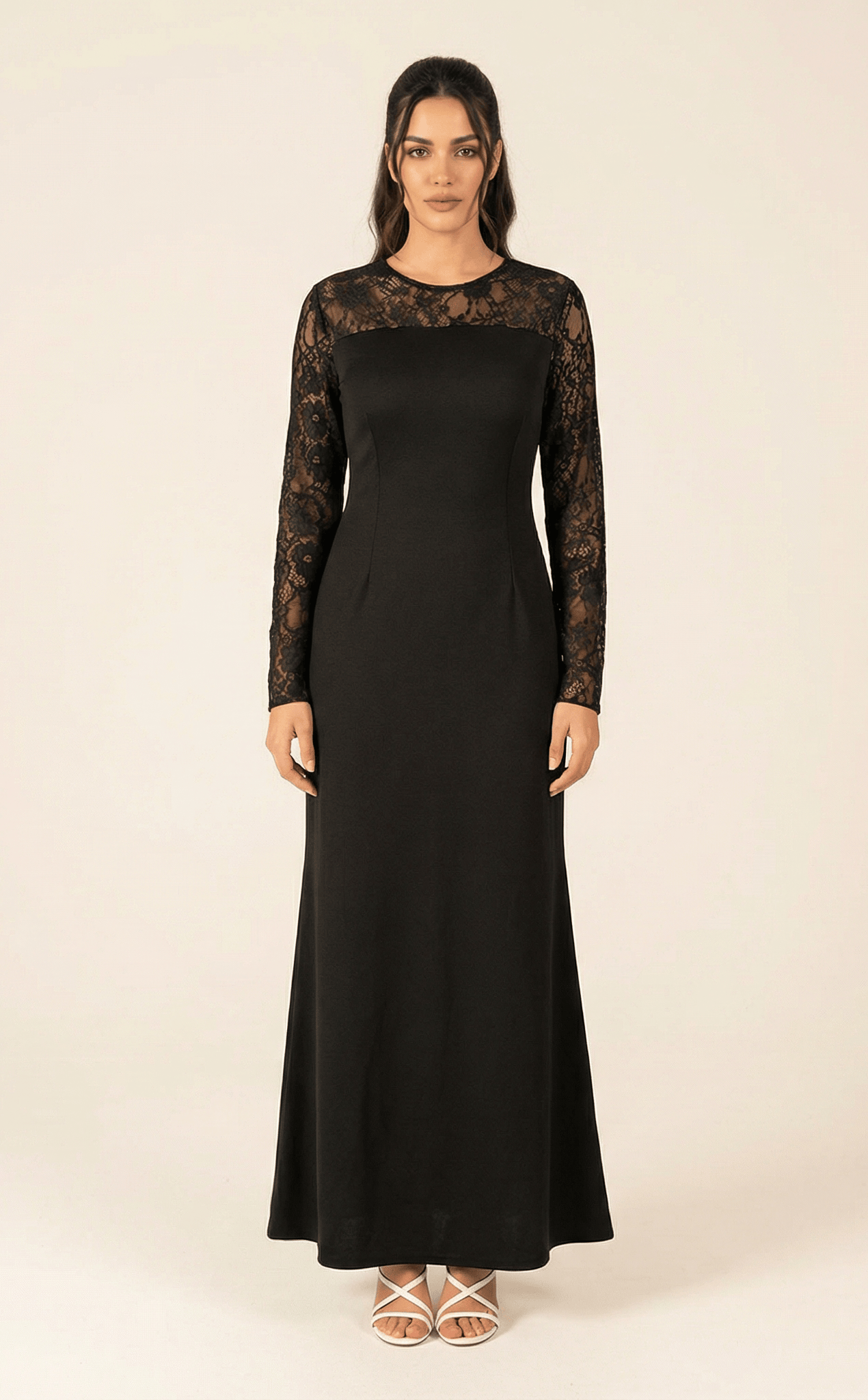 Shoulder detail Lace maxi dress Kabayare