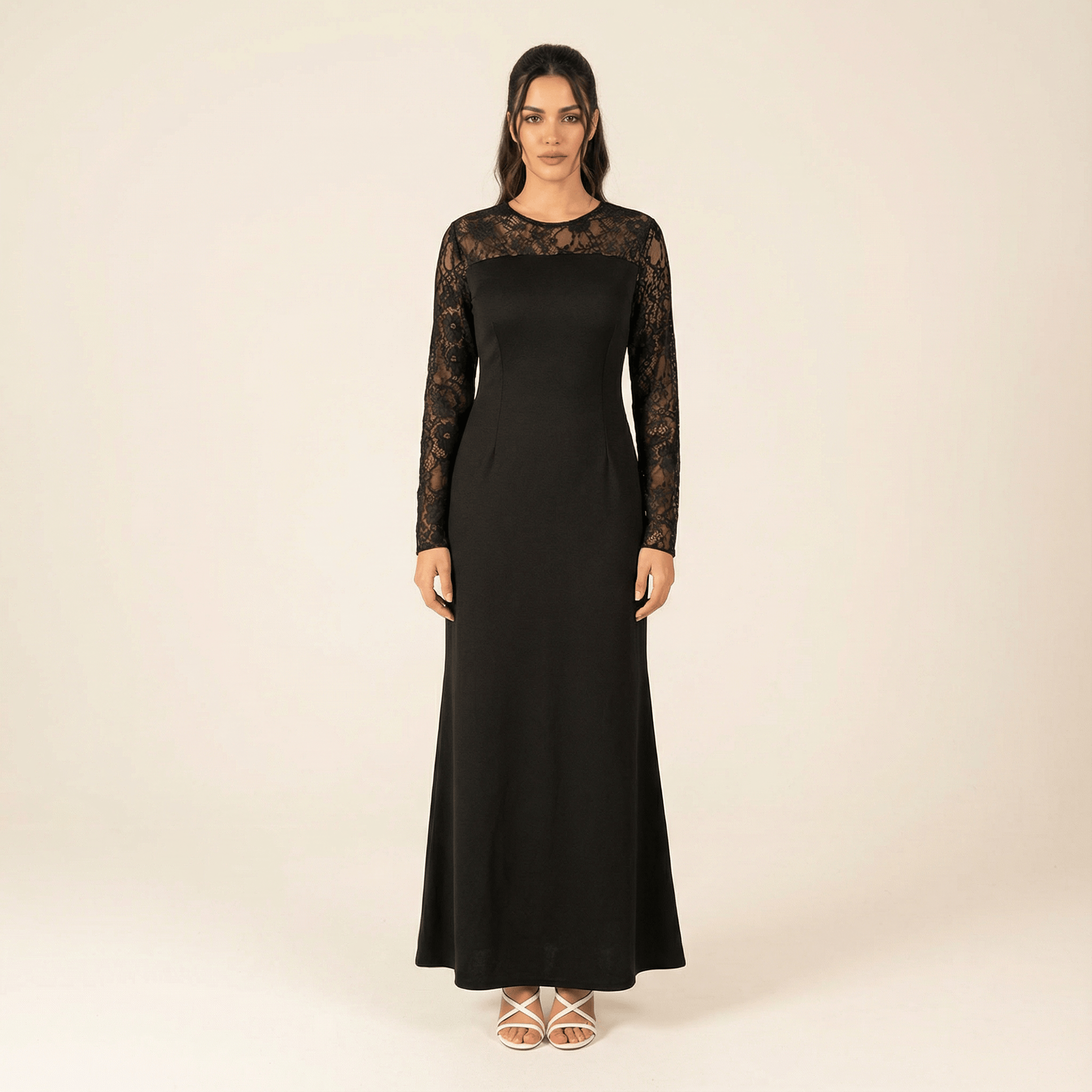 Shoulder detail Lace maxi dress Kabayare
