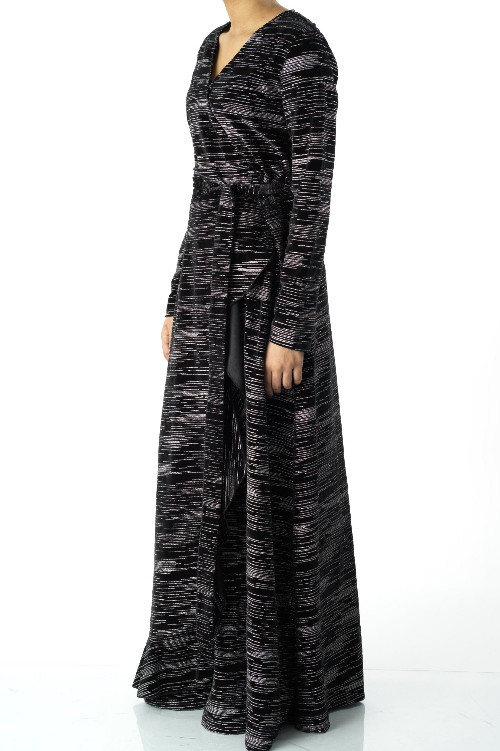 Sidra wrapped velvet modest maxi dress Kabayare