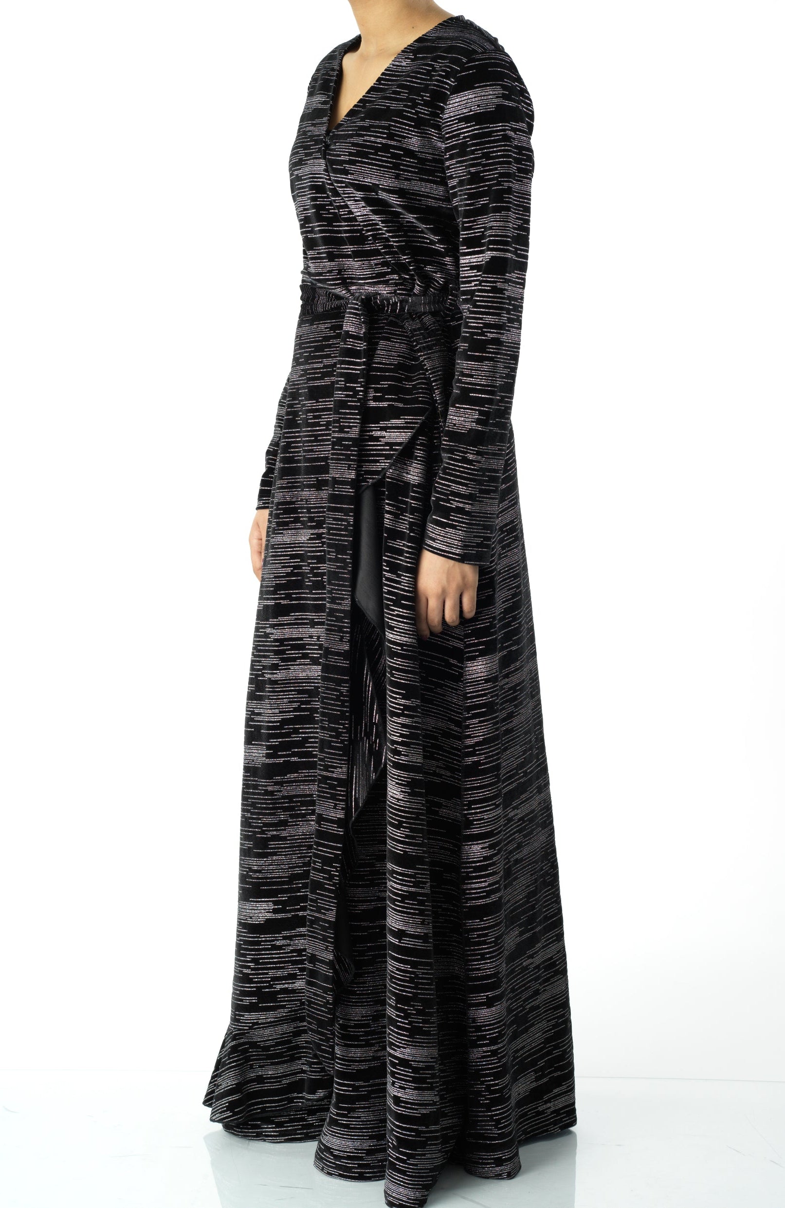 Sidra wrapped velvet modest maxi dress Kabayare