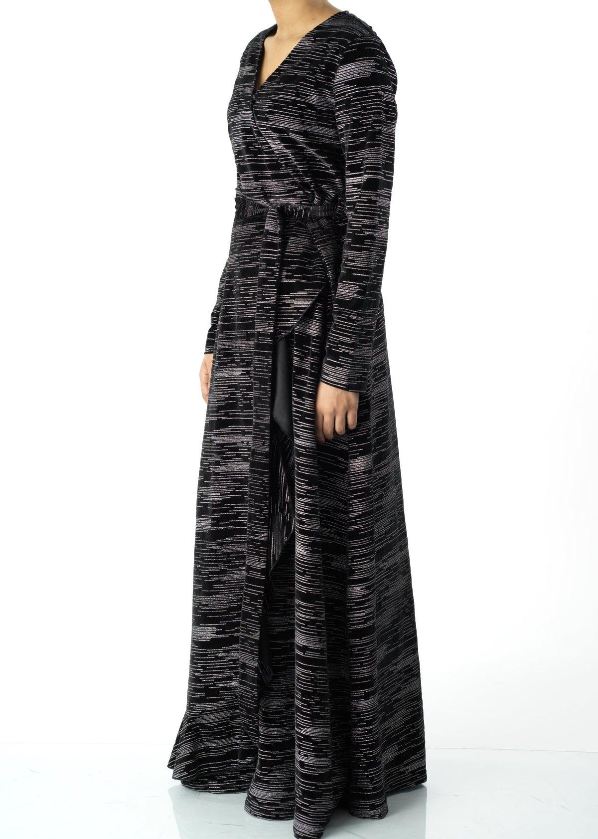 Sidra wrapped velvet modest maxi dress Kabayare
