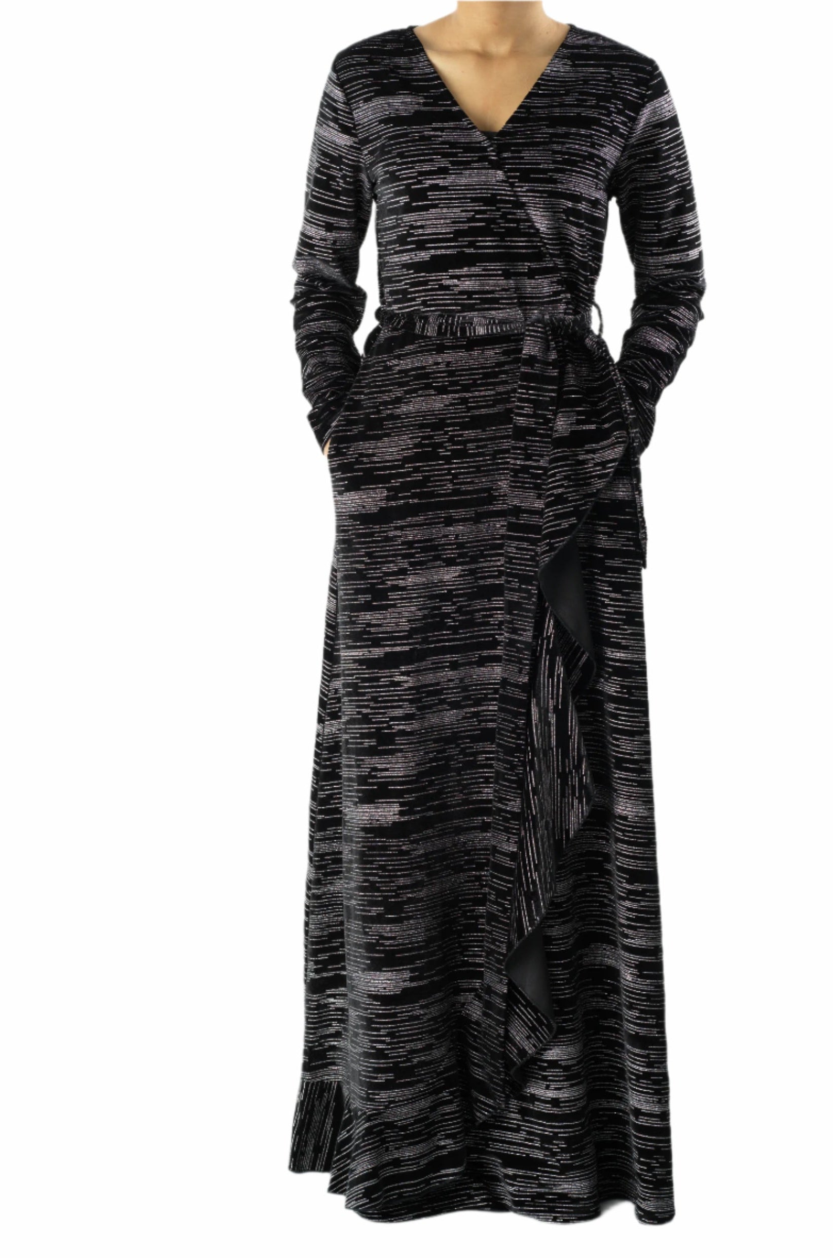 Sidra wrapped velvet modest maxi dress Kabayare