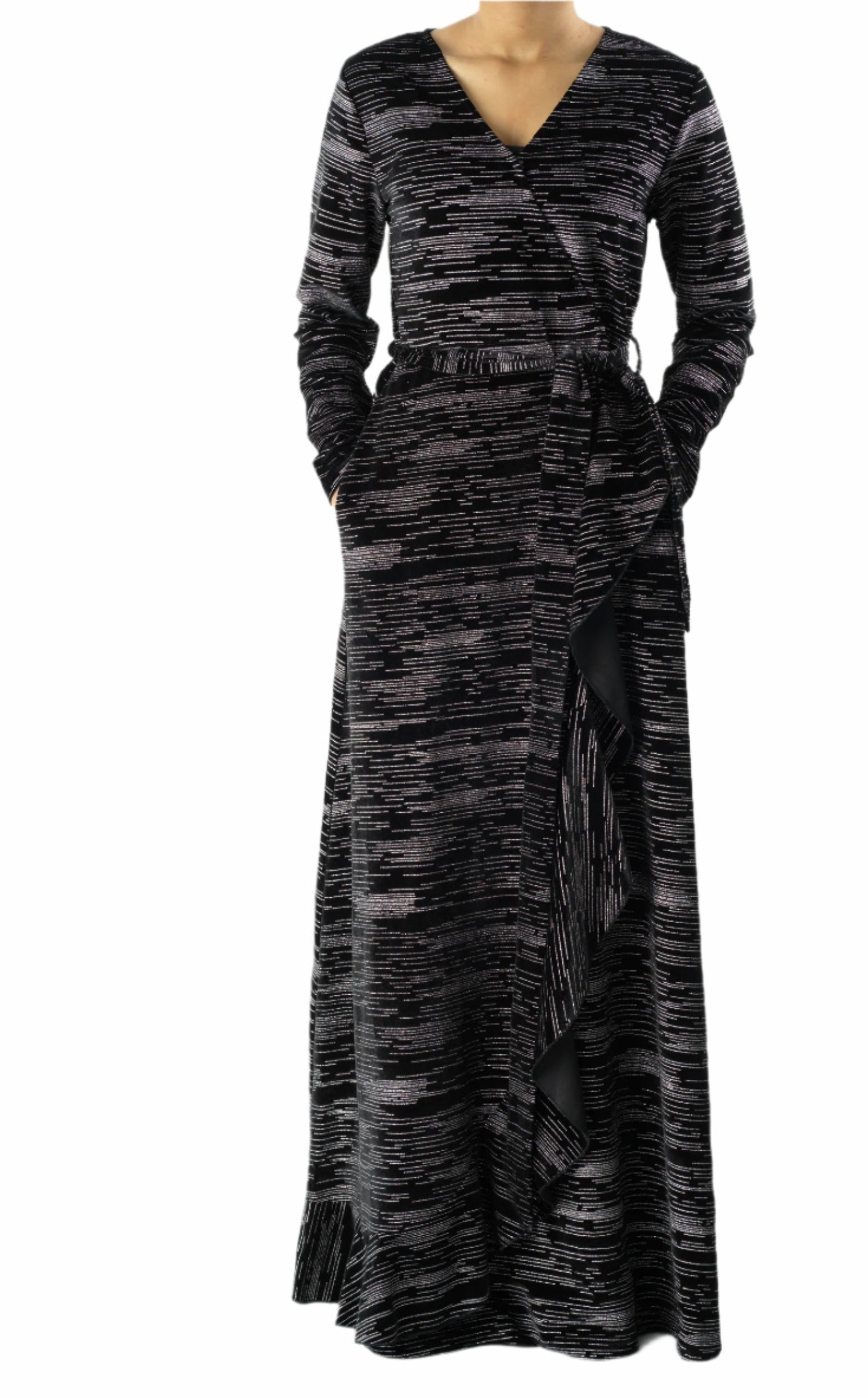 Sidra wrapped velvet modest maxi dress Kabayare