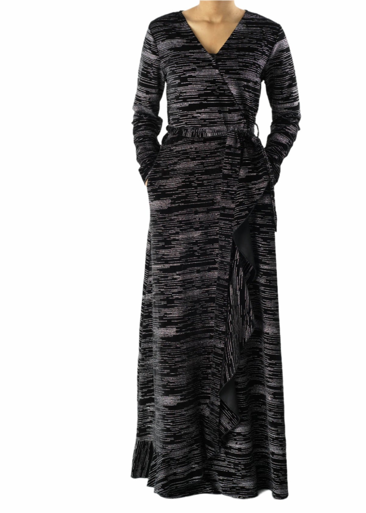 Sidra wrapped velvet modest maxi dress Kabayare